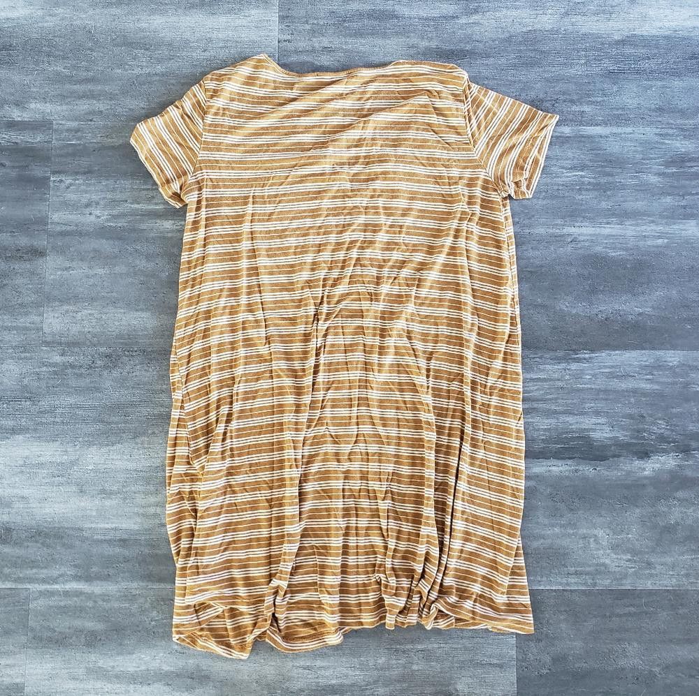 Forever 21 Mustard Gold Striped F21 Oversized Short Sleeve Size M / US 6-8 / IT 42-44 - 3 Thumbnail