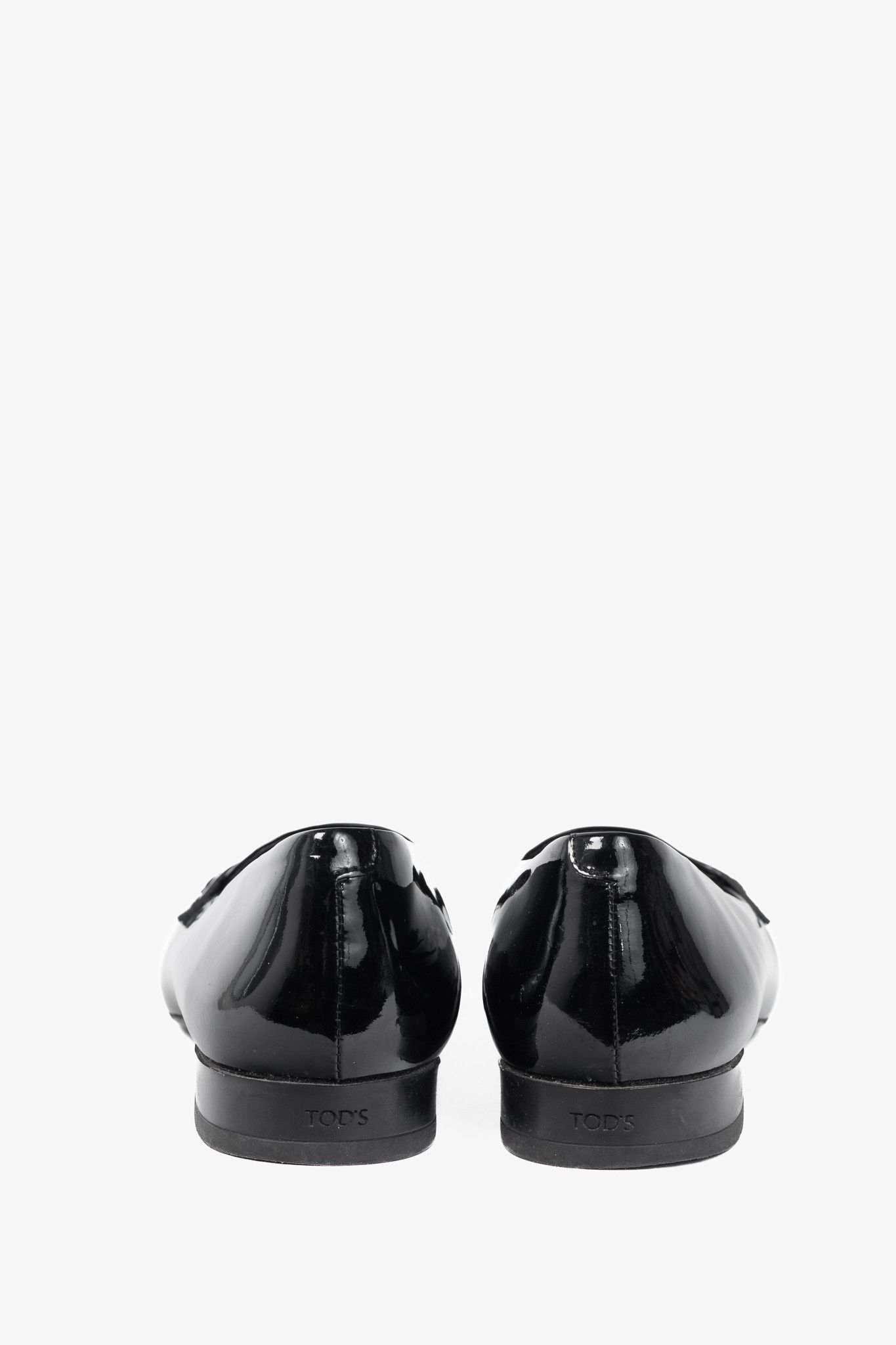 Tod's Tod’s Black Patent-Leather Pointed-Toe Penny Loafers Size US 6.5 / IT 36.5 - 3 Thumbnail