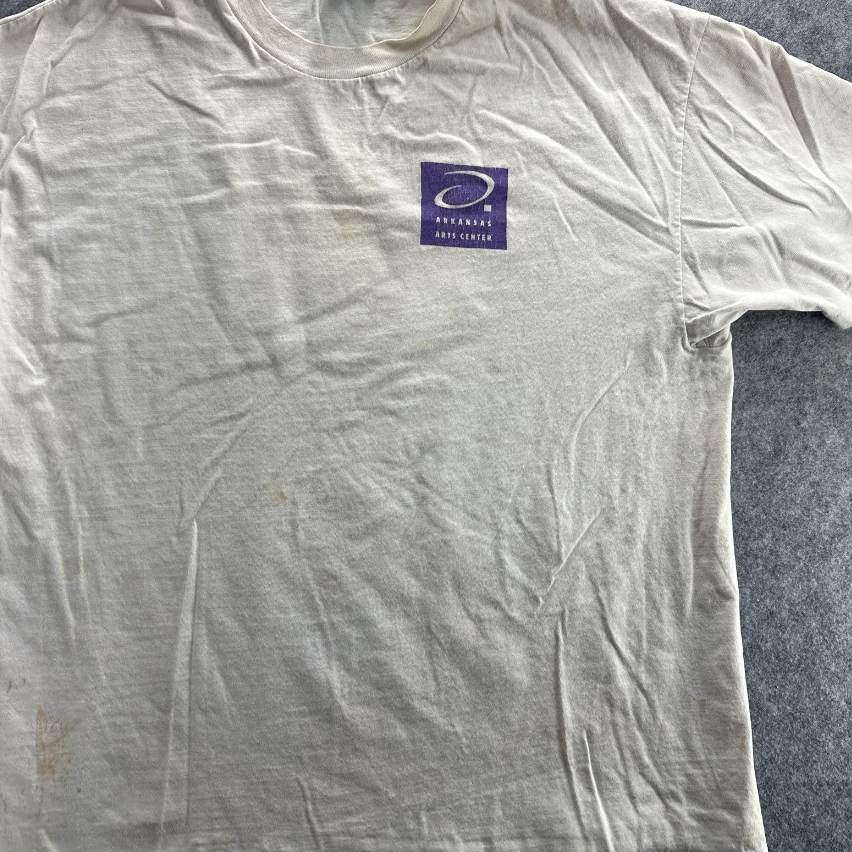 Hanes VINTAGE Arkansas Arts Center Shirt XL White Take Five Jazz Graphic 90s USA Mens Size US XL / EU 56 / 4 - 3 Thumbnail