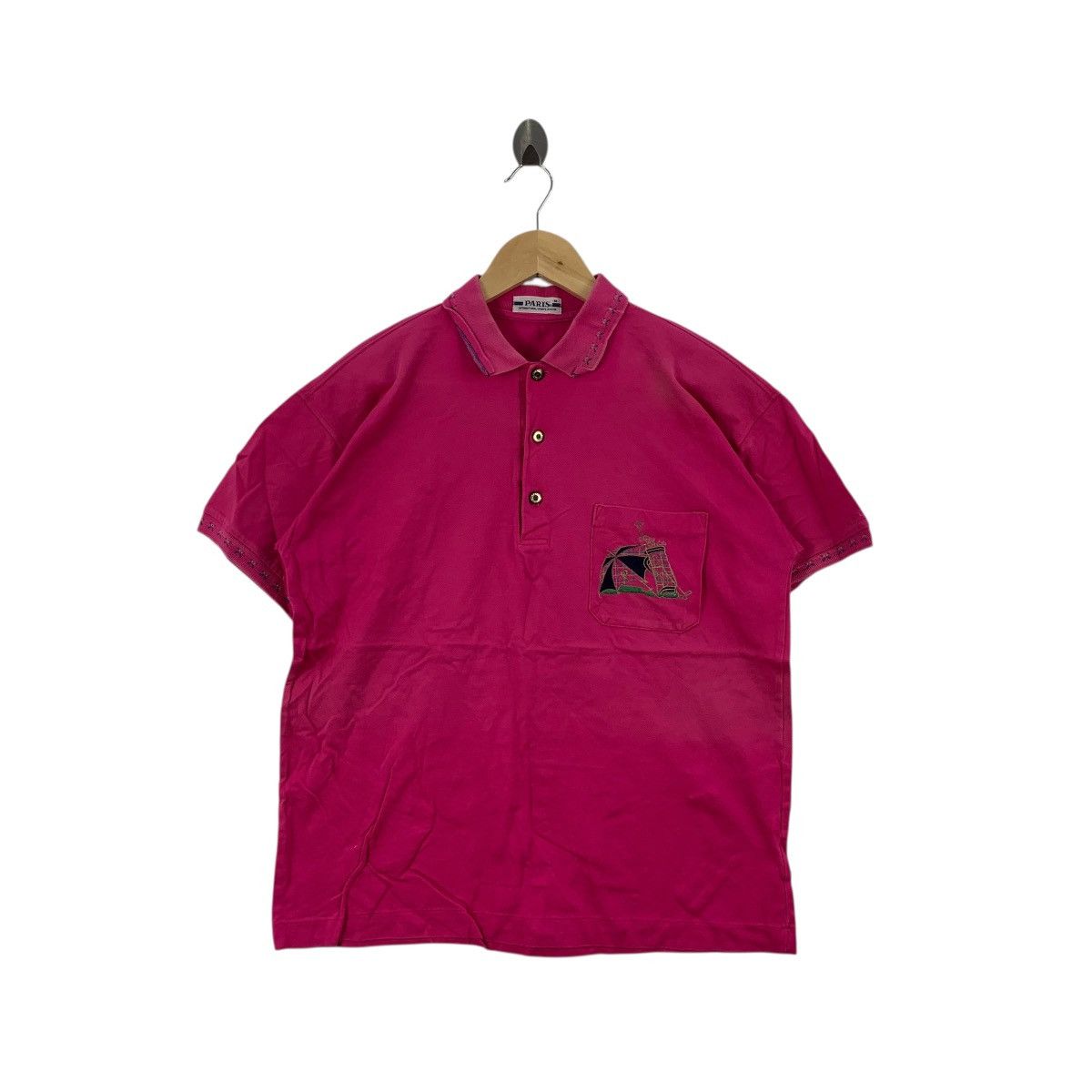 Vintage Vintage PARIS GOLF CLUB Embroidered Logo Pink Polo Tee Size M / US 6-8 / IT 42-44 - 1 Thumbnail