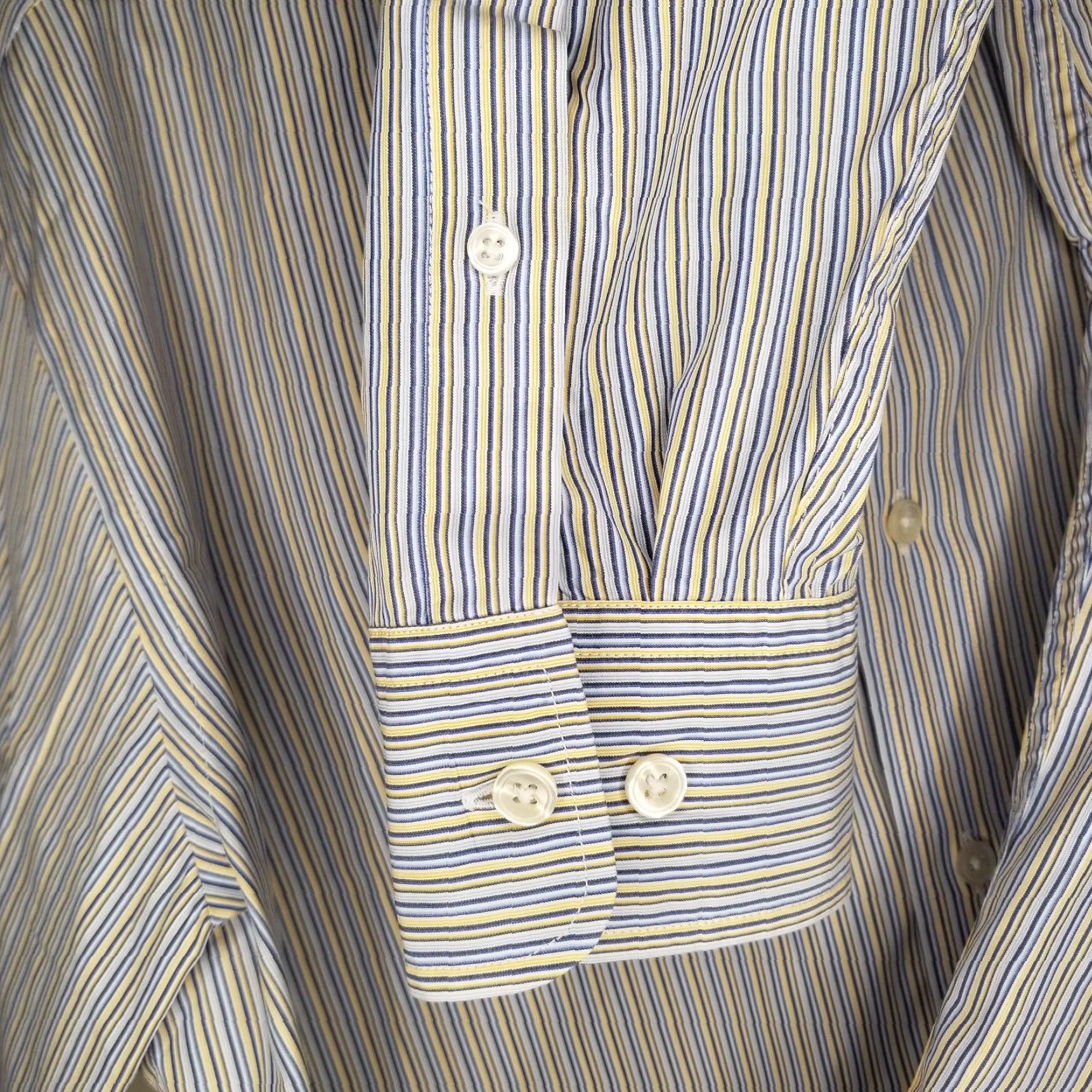 Faconnable VINTAGE Faconnable Shirt Mens Long Sleeve Button-Up Size M Blue Yellow Pin Stripe Master Brand "Faconnable" 90s Mens Shirt Size US M / EU 48-50 / 2 - 4 Thumbnail