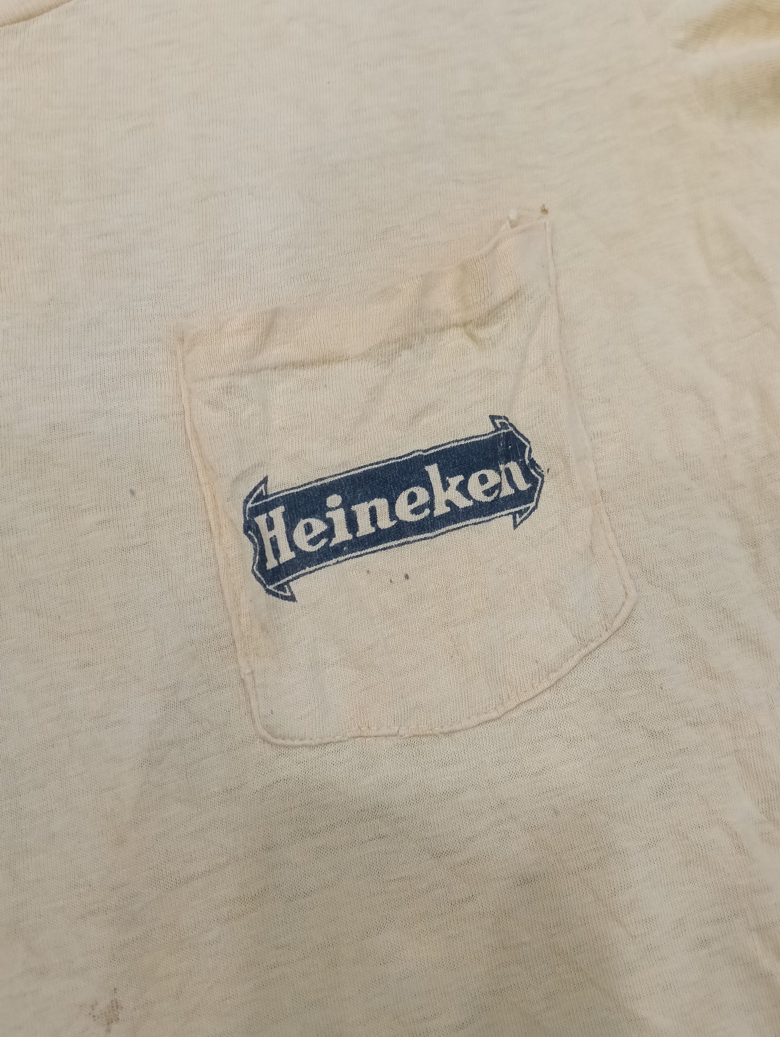 Vintage Rare Vintage 70s Thrashed Heineken Pocket Tee Size US M / EU 48-50 / 2 - 3 Thumbnail