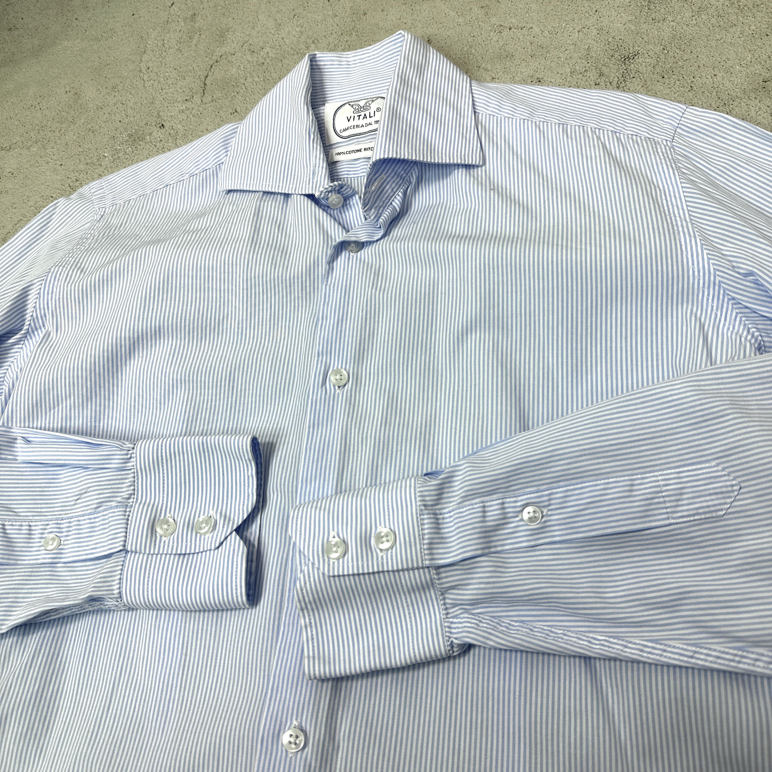 Vintage Vintage Striped Button Up Vitali Camiceria Sartorial Shirt Size US S / EU 44-46 / 1 - 2 Thumbnail