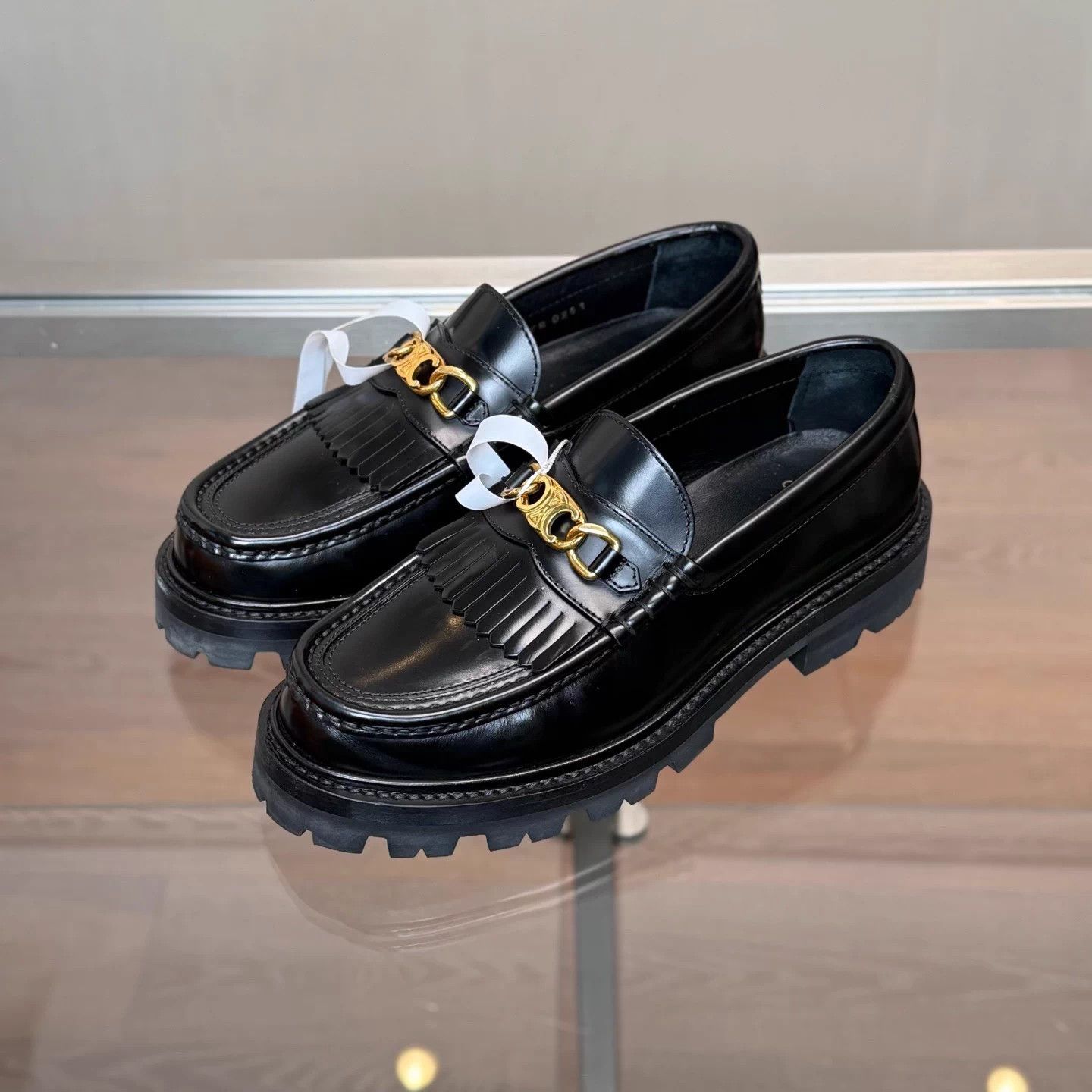Celine Margaret Triomphe Tassel Chain Loafer 37