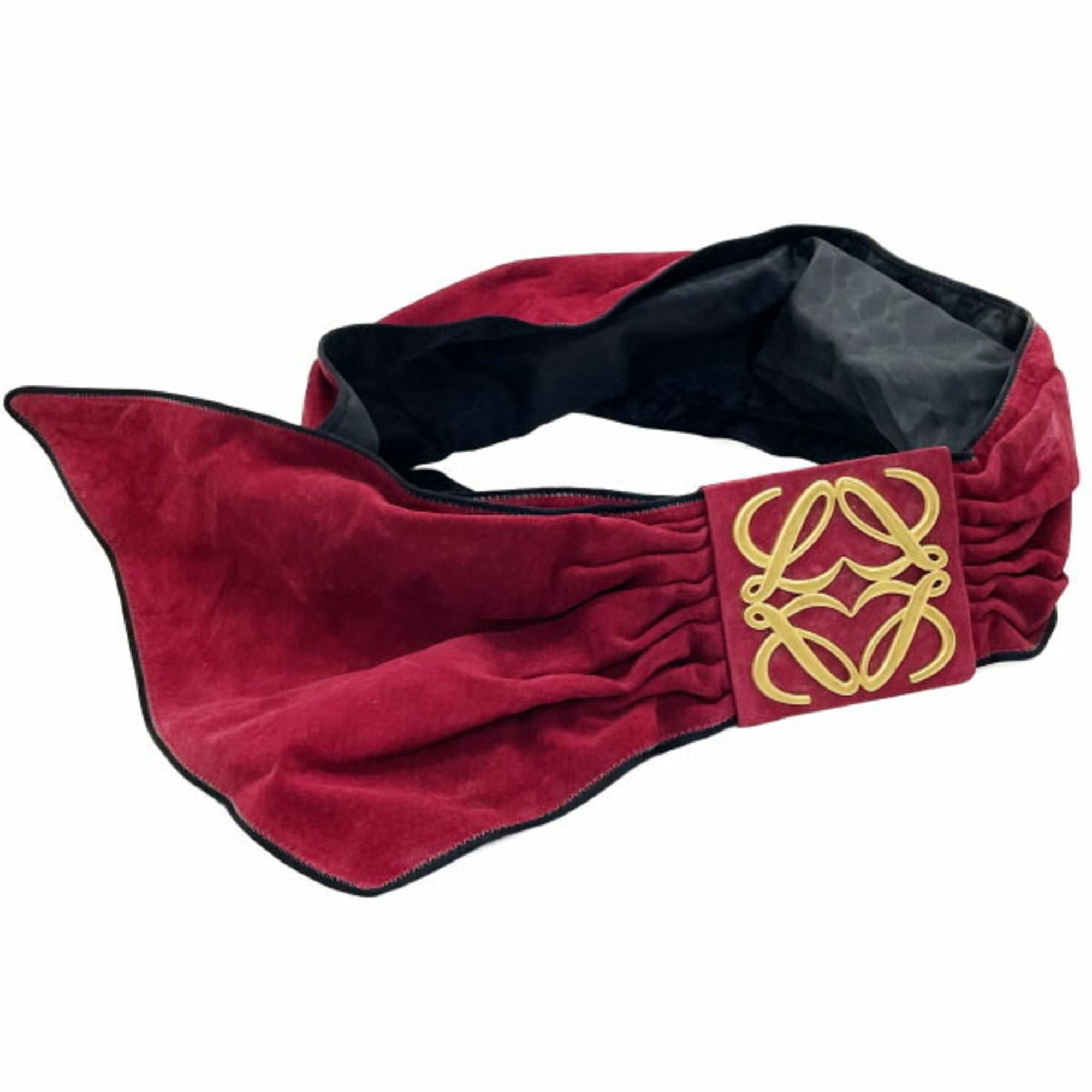 Loewe Loewe Anagram Belt, Women's Suede Red, Size 80cm, LOEWE Wide Gathered, Pleated, Waist-defining, NN-16621 Size ONE SIZE - 1 Thumbnail
