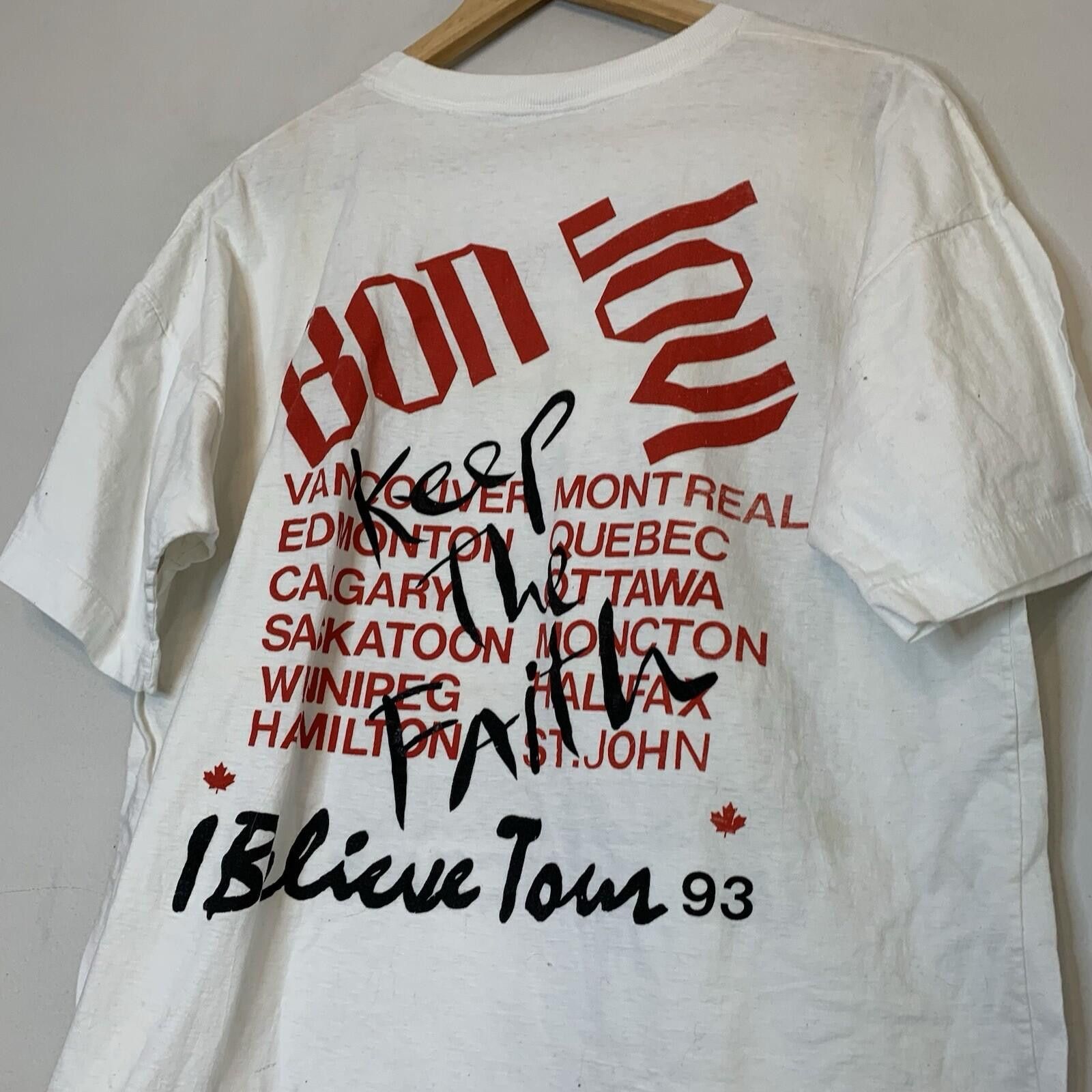 Vintage Vintage 1993 Bon Jovi I Believe Tour Shirt White Size L Size US L / EU 52-54 / 3 - 4 Thumbnail