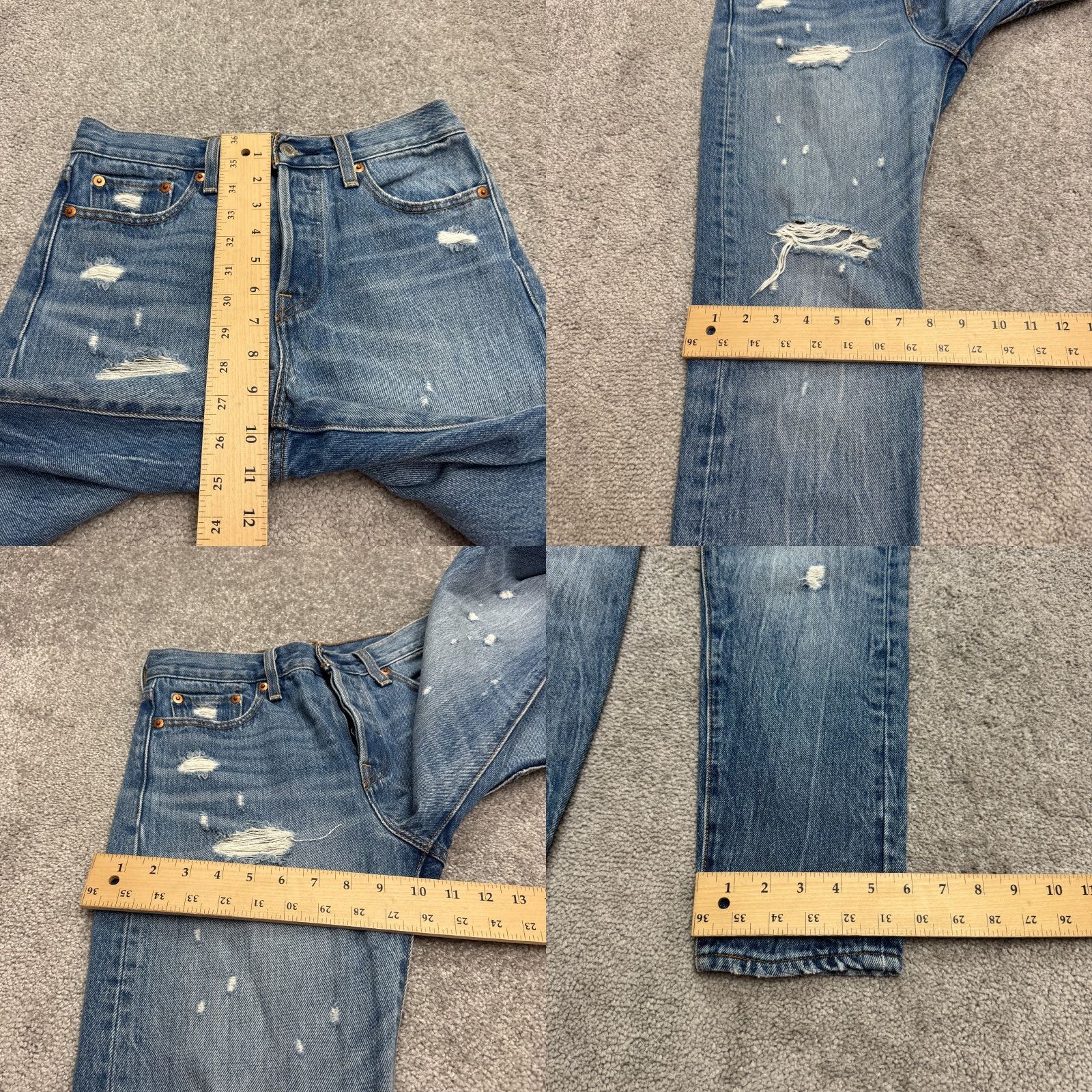 Levi's Levi's 501 Denim Jeans Womens 25 Blue Distressed Straight Fit Regular Button Fly Pockets 5-Pocket Classic Casual Size 42" / US 20 - 10 Thumbnail