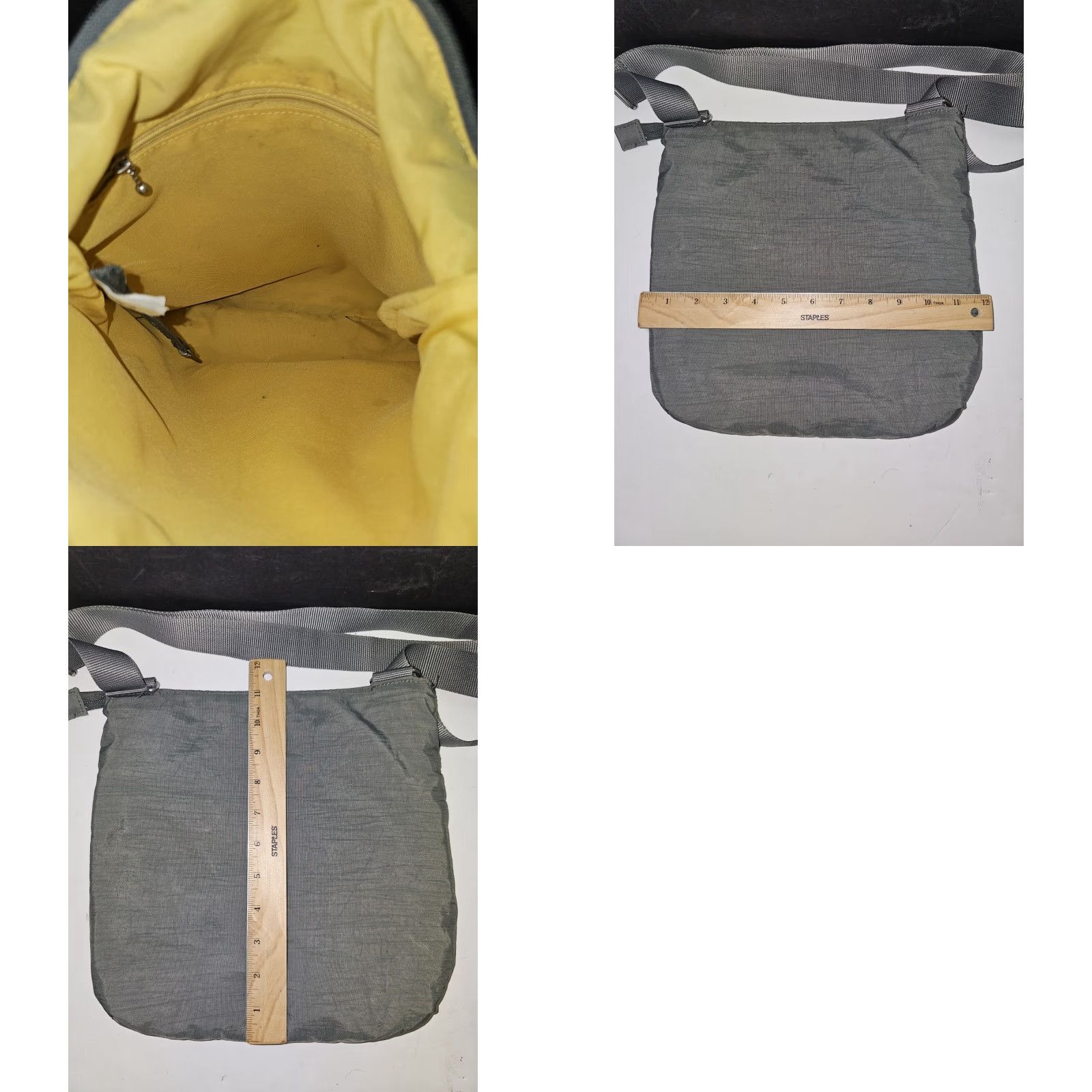 Vintage Baggallini Signature Crossbody Bag - Gray Nylon w/ Beige Lining - 3 Compartment - Women - Medium - Black - Nylon - Crossbody - Adjustable Strap Size ONE SIZE - 8 Thumbnail