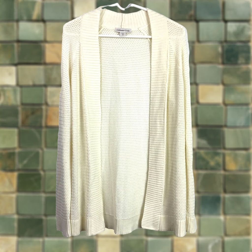 Coldwater Creek Coldwater Creek Open Knit Flyaway Ivory Sweater Cardigan Womens Medium 10-12 Size M / US 6-8 / IT 42-44 - 1 Thumbnail