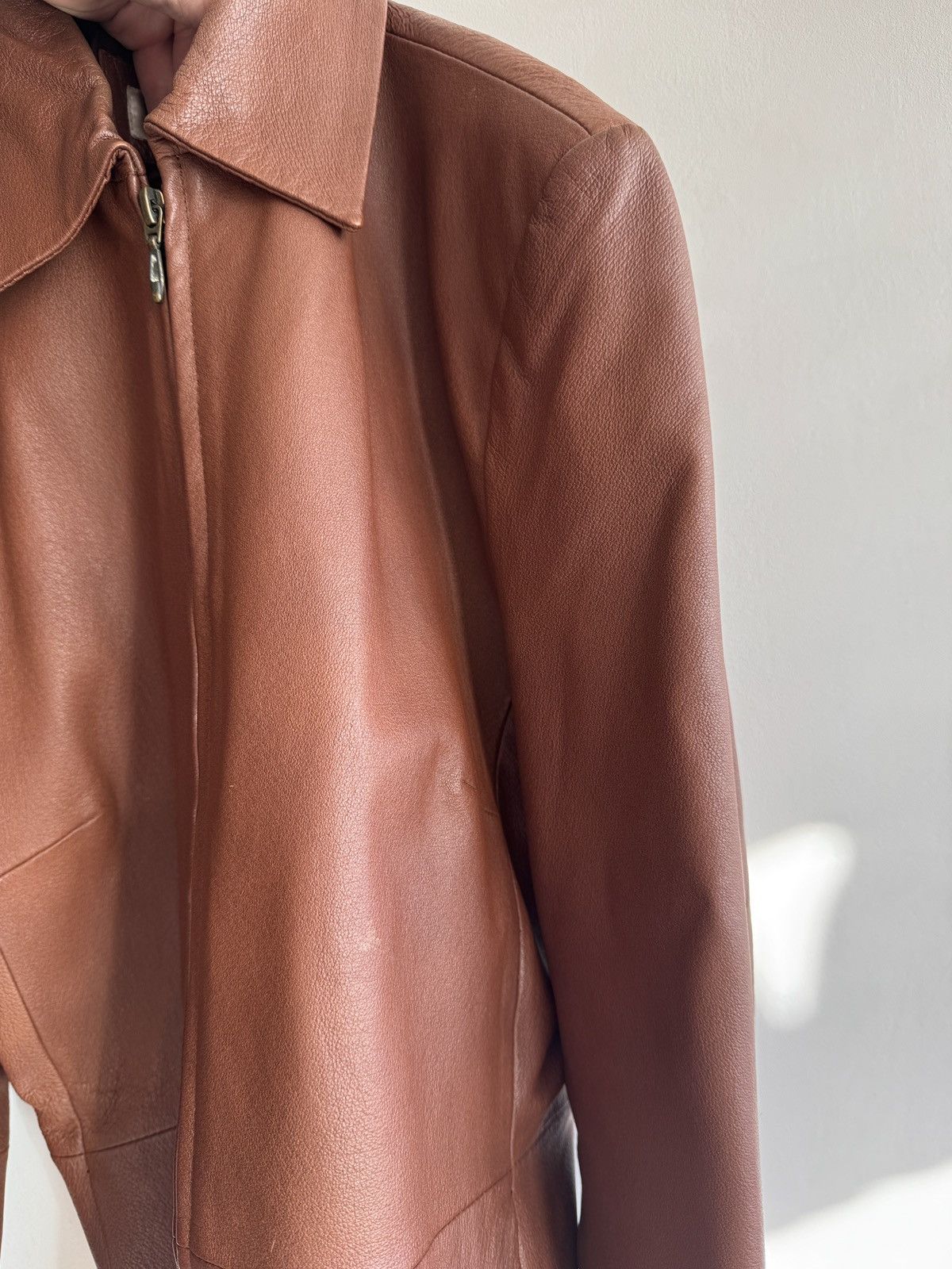 Genuine Leather Vintage Brown Leather Blazer Jacket Gucci Helmut Lang vibe Size L / US 10 / IT 46 - 2 Thumbnail