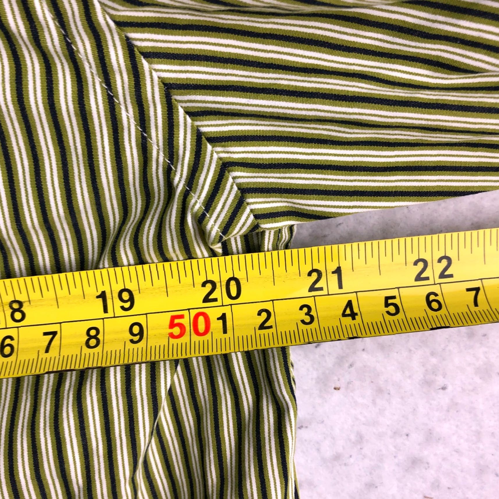 Vintage JCP 80's 2Ply Mens Large Green Striped Long Sleeve Button Down Collar Shirt Size US L / EU 52-54 / 3 - 4 Thumbnail