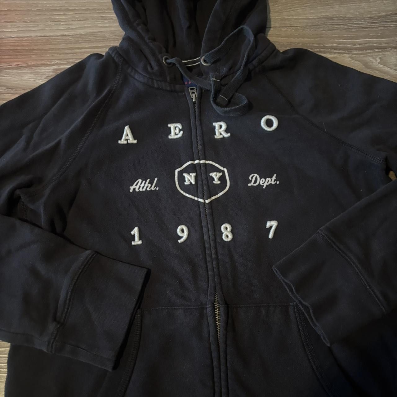 Aeropostale Crazy Vintage Y2K/2000s Cute Black Aeropostale Zip Up Hoodie! Size M Size M / US 6-8 / IT 42-44 - 5 Thumbnail