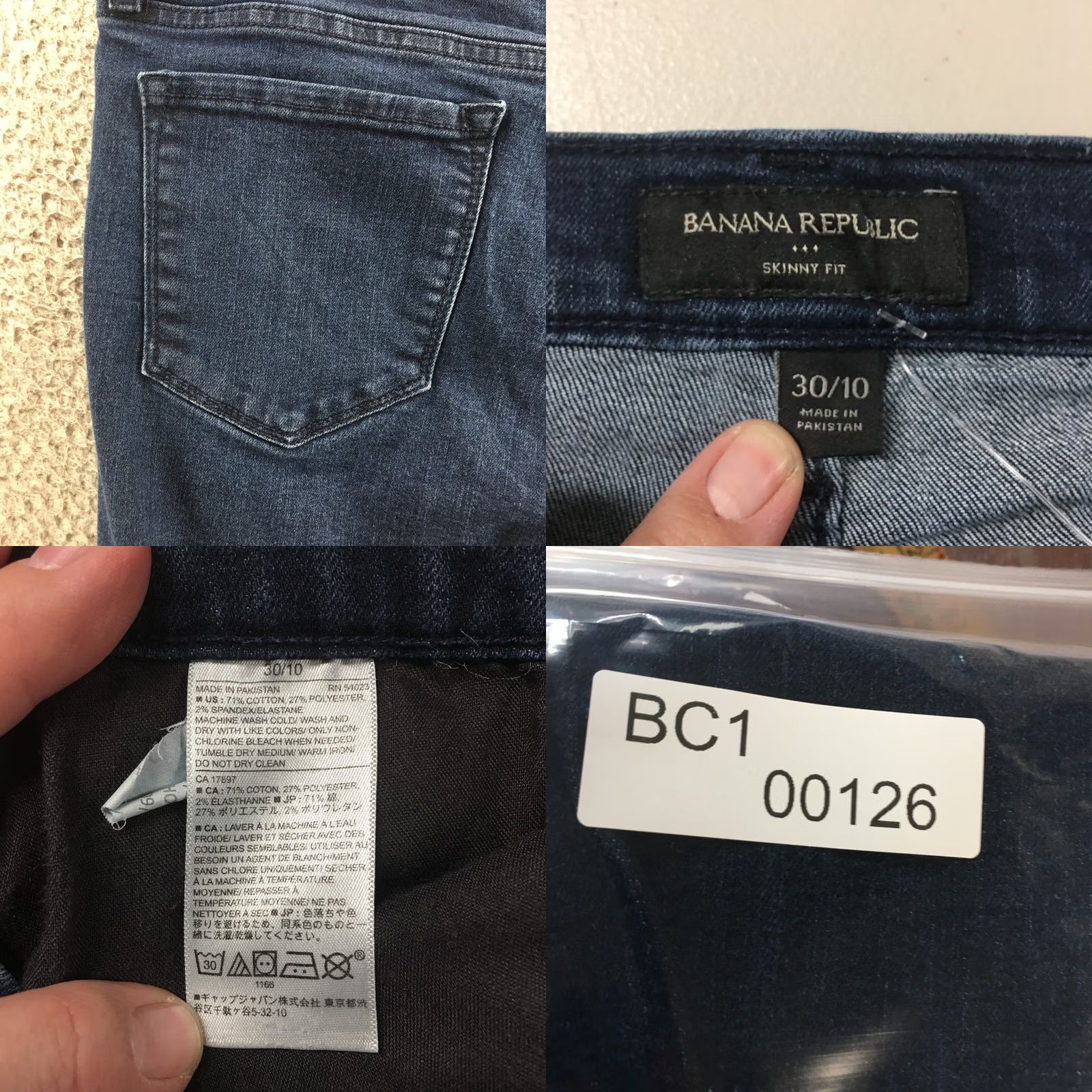 Banana Republic Banana Republic Jeans Mens 30/10 Skinny Mid Rise Zip Fly Blue Cotton Blend Denim 5-Pocket Style Slim Regular Size US 30 / EU 46 - 9 Thumbnail