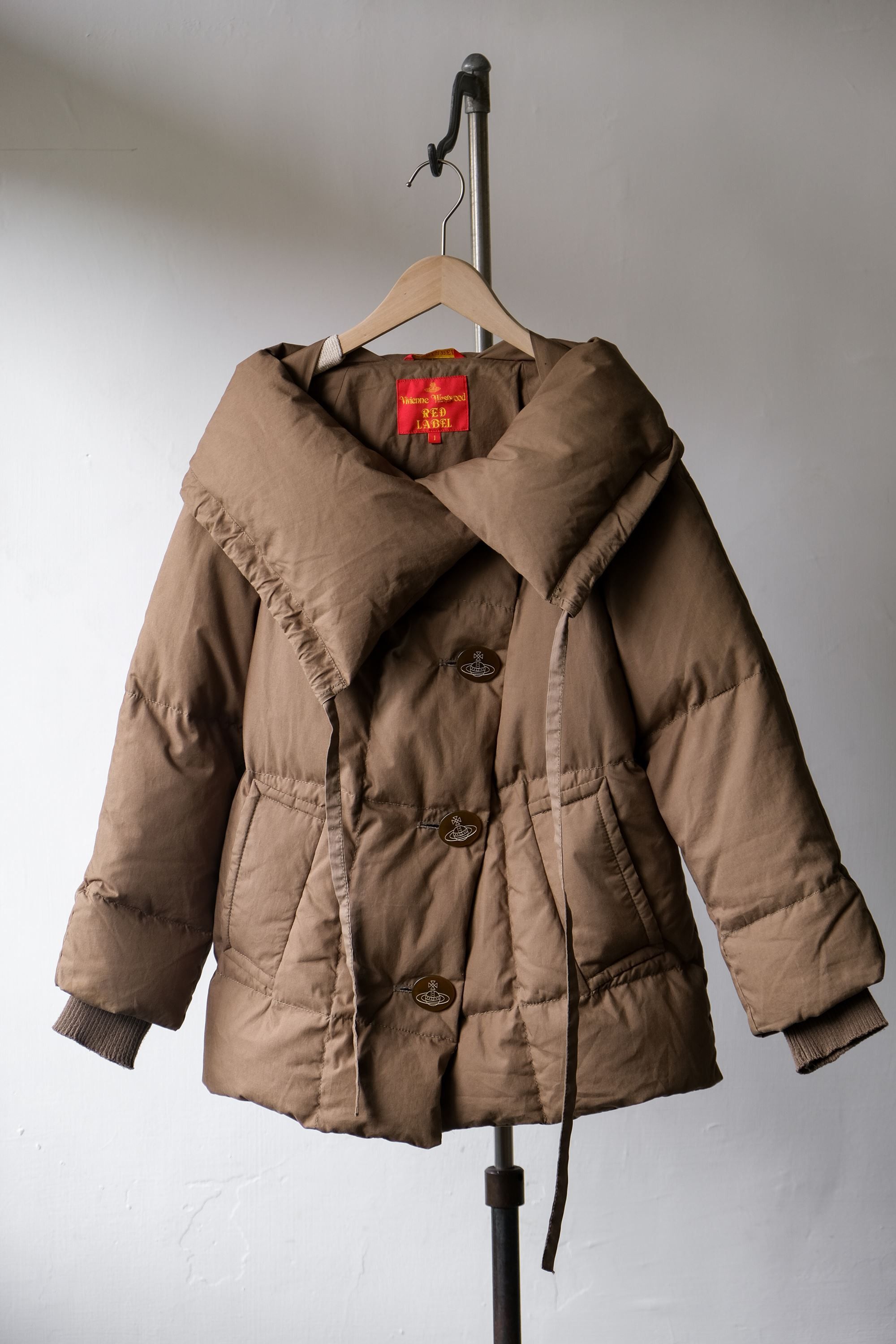 image of Vivienne Westwood Red Label Puffer Jacket in Khaki, Women's (Size Small)