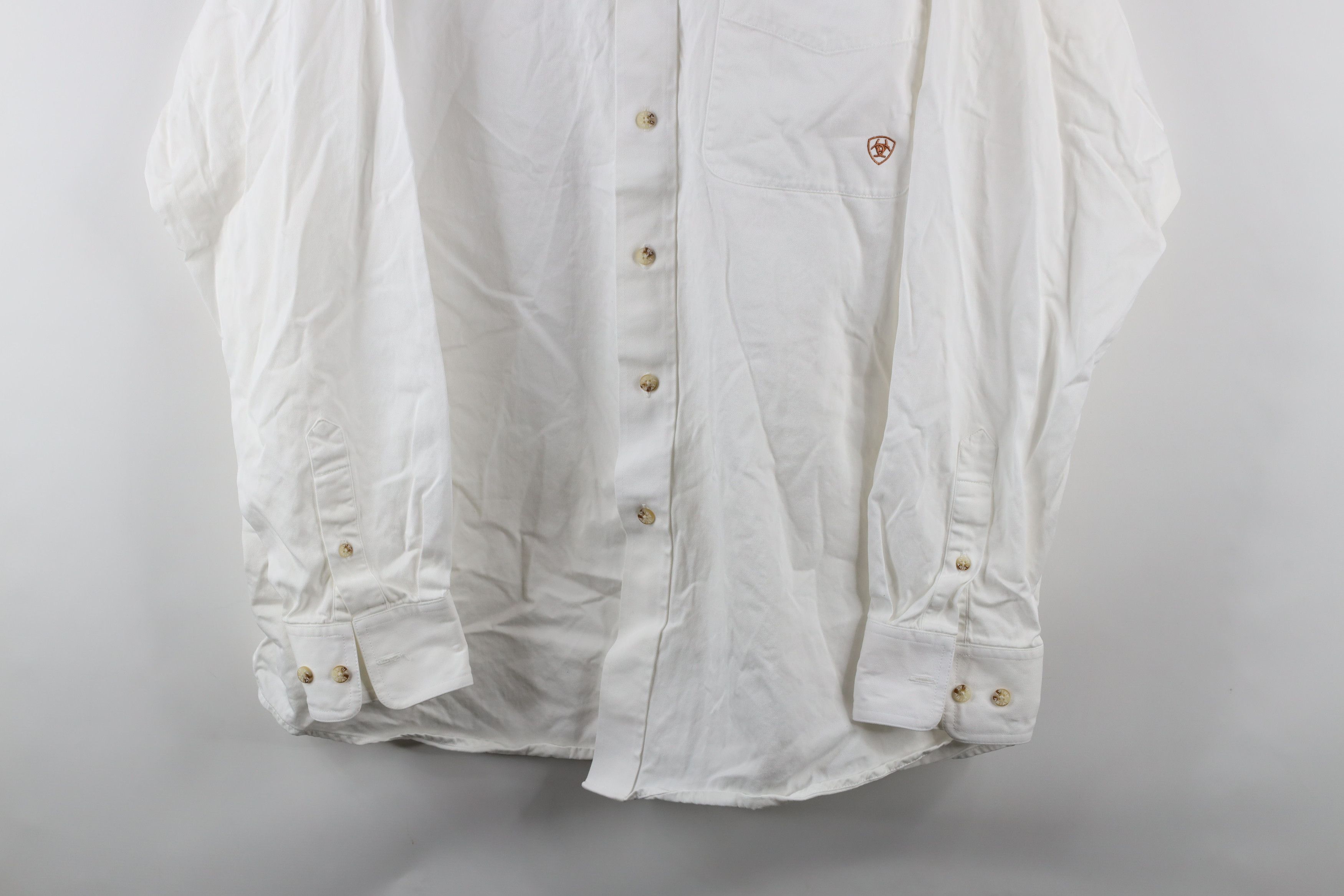 Ariat × Vintage Ariat Heavyweight Twill Collared Button Down Shirt White Size US L / EU 52-54 / 3 - 3 Thumbnail