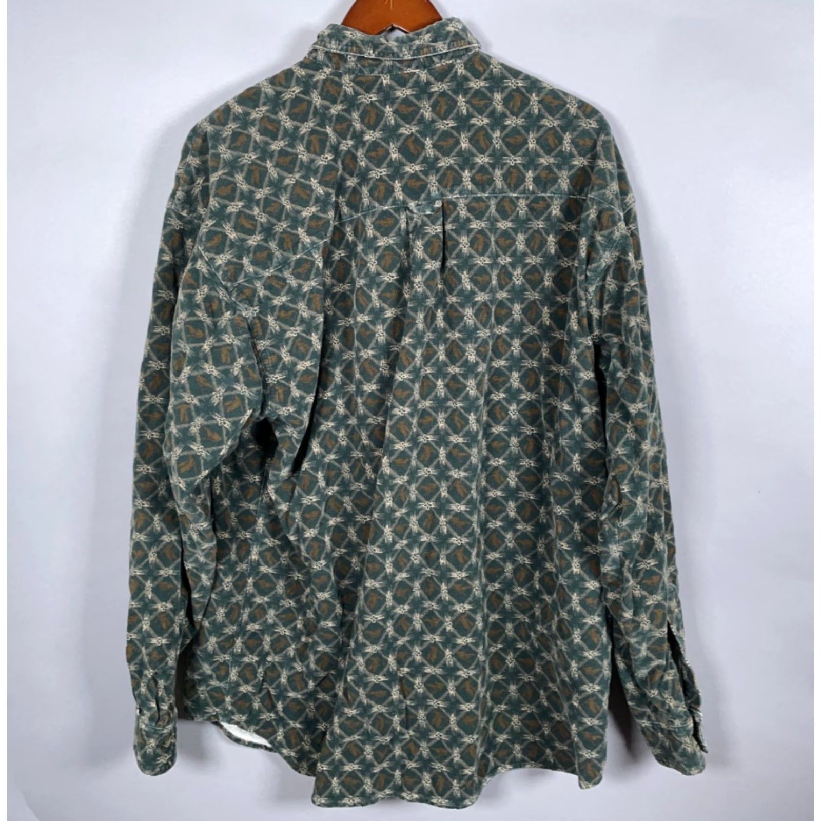Etro VINTAGE Columbia Corduroy Geometric Pattern Shirt Adult XL Green 90s Retro Mens Size US XL / EU 56 / 4 - 2 Thumbnail