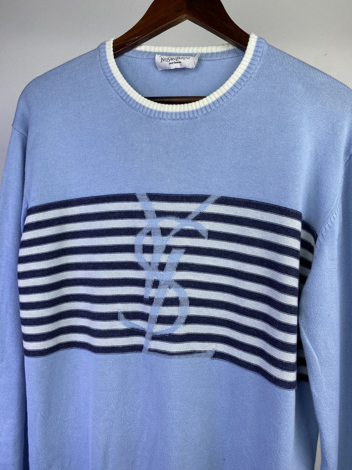 Yves Saint Laurent Yves Saint Laurent 00s Y2K Big Logo Knit Sweater Size US M / EU 48-50 / 2 - 9 Thumbnail