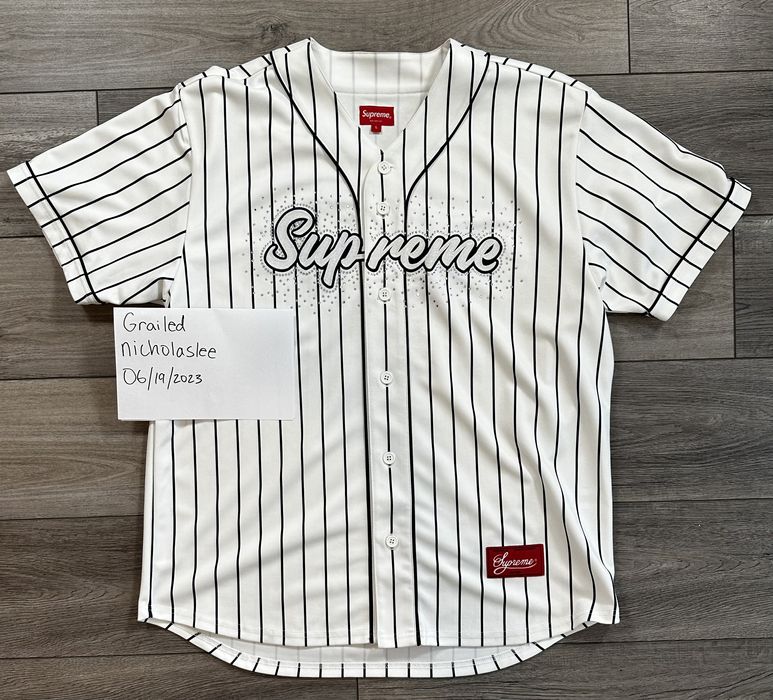 Supreme rhinestone baseball store jersey