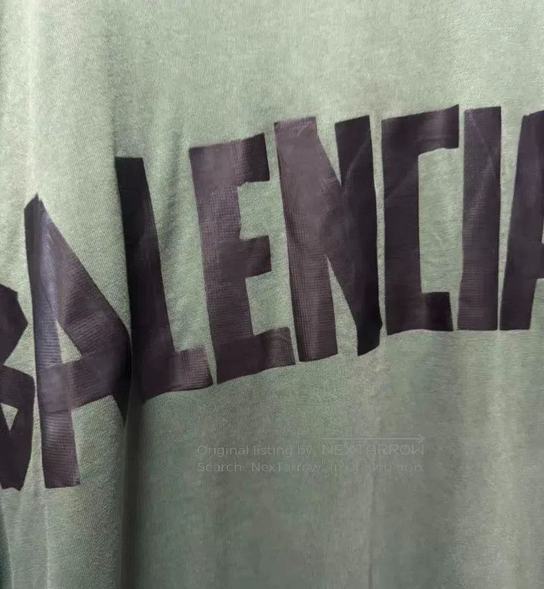 Balenciaga Balenciaga Green tape destruction distressed round neck lo Size US L / EU 52-54 / 3 - 2 Thumbnail