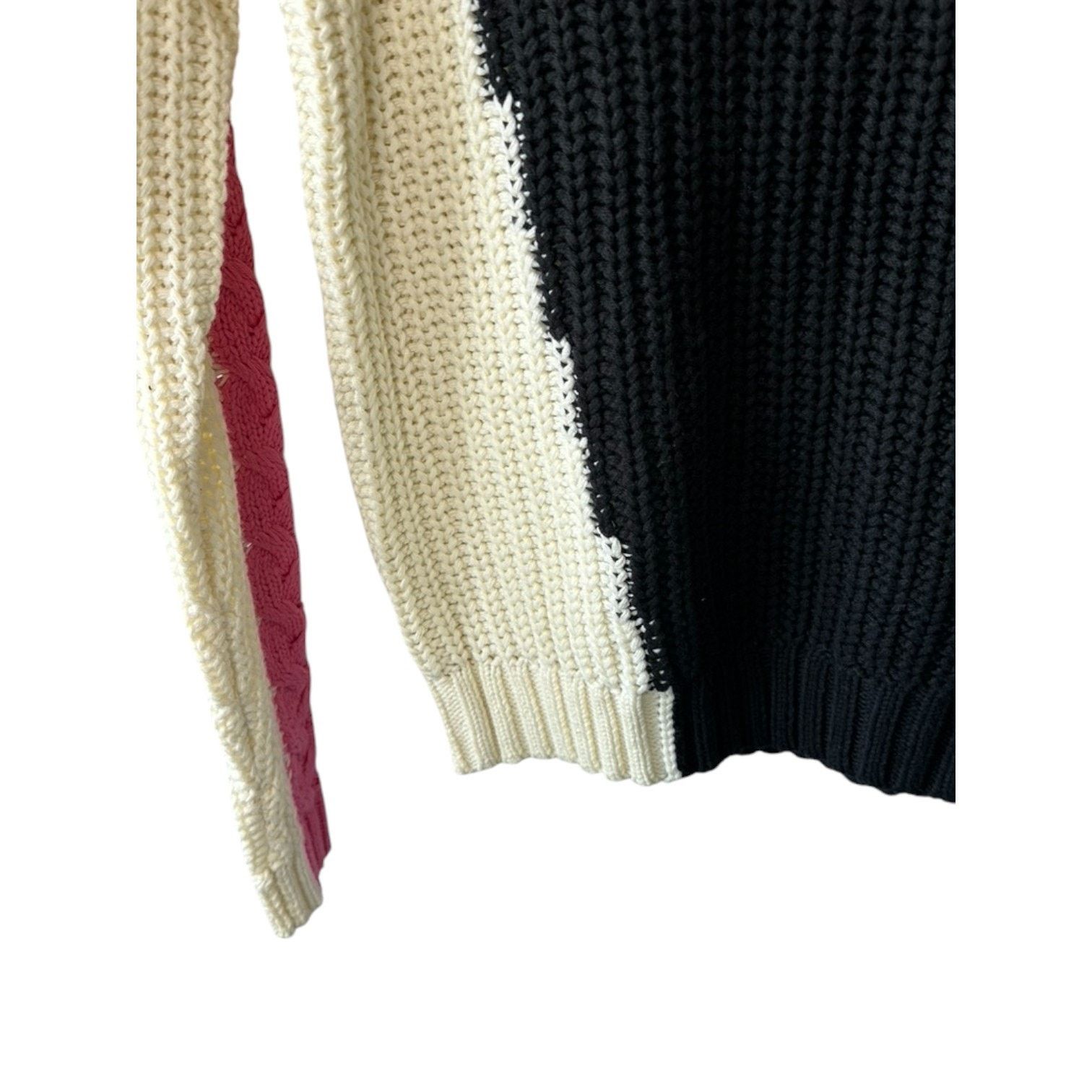 Central Park West Central Park West Black Ivory Pink Medium Knit Sweater Size S / US 4 / IT 40 - 3 Thumbnail