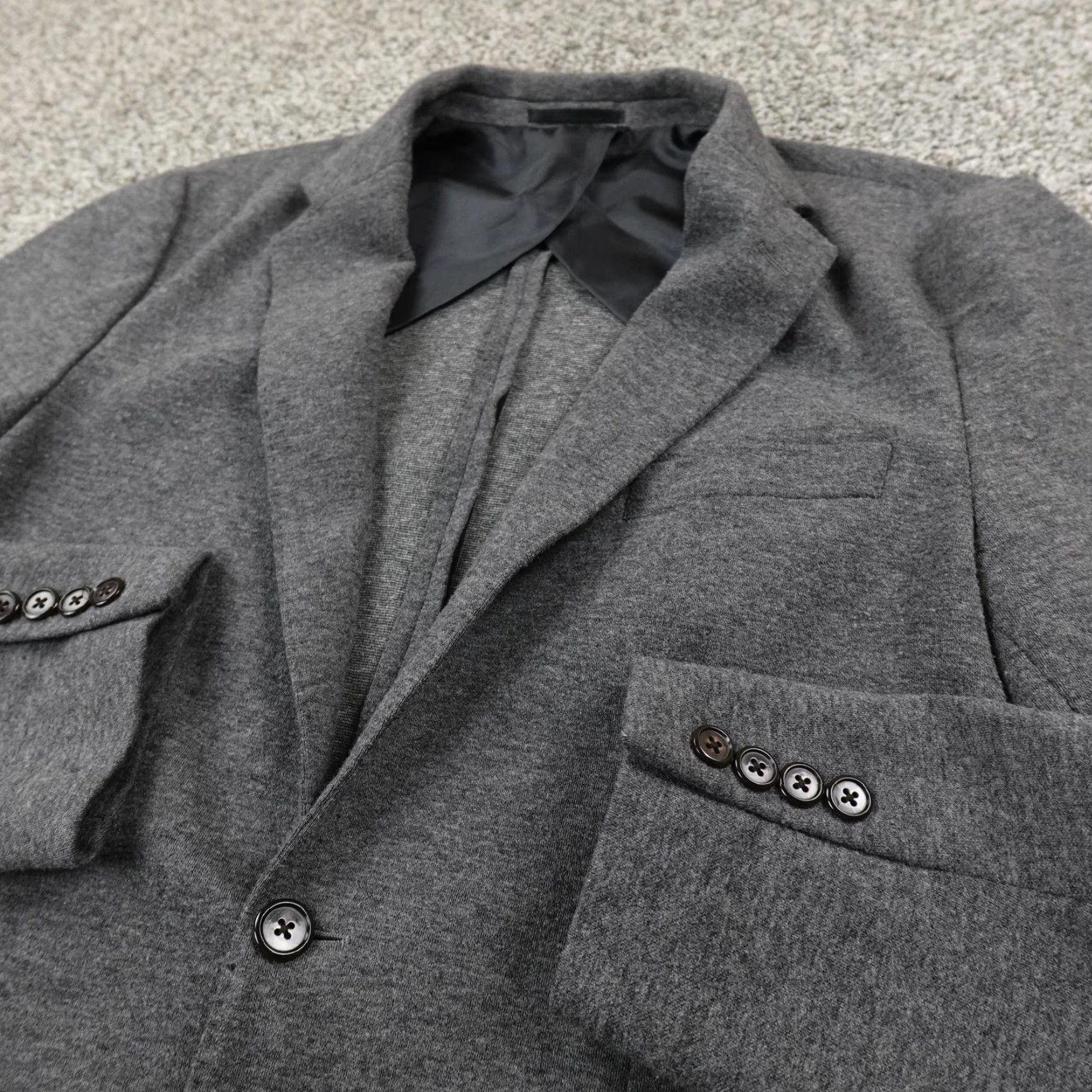 J.Crew J. Crew Blazer Mens M Gray Knit Wool Blend 2 Button Unstructured Suit Coat Jacket Classic Notch Lapel Single-Breasted Two-Button Casual Business Size 40R - 2 Thumbnail