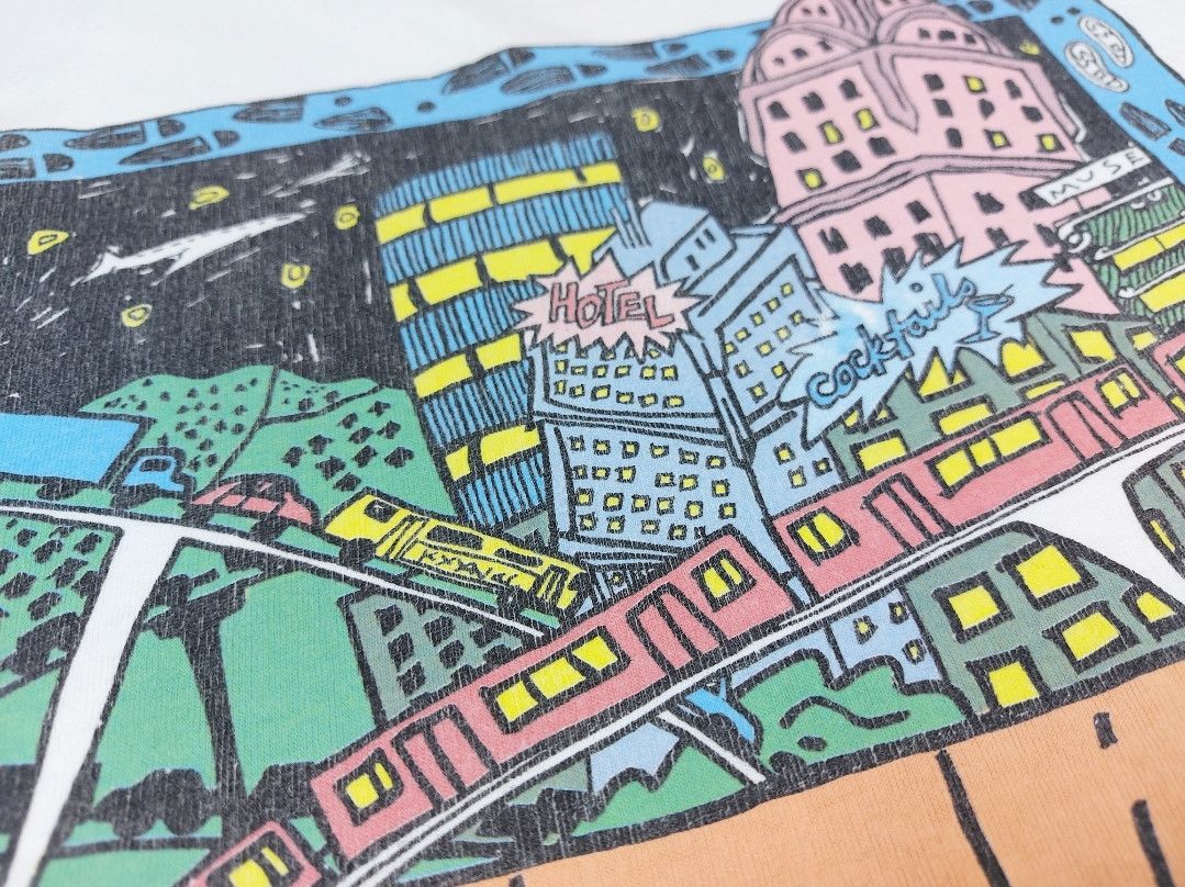 Vintage VTG 90s Fabric Art Print New York City Life Single-Stitch T Size US XL / EU 56 / 4 - 6 Thumbnail