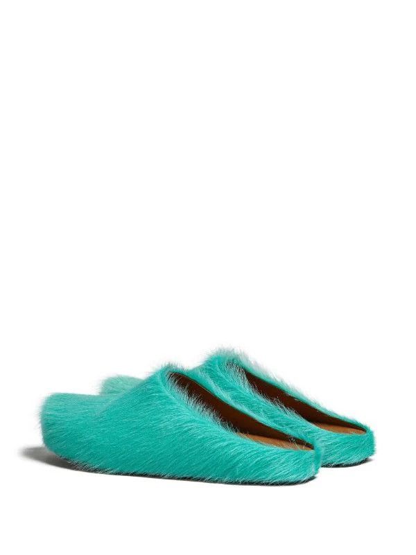 Marni !DS! SS23 Marni Fussbet Calf Hair Turqoise Sabot Clogs Size US 10 / EU 43 - 4 Thumbnail