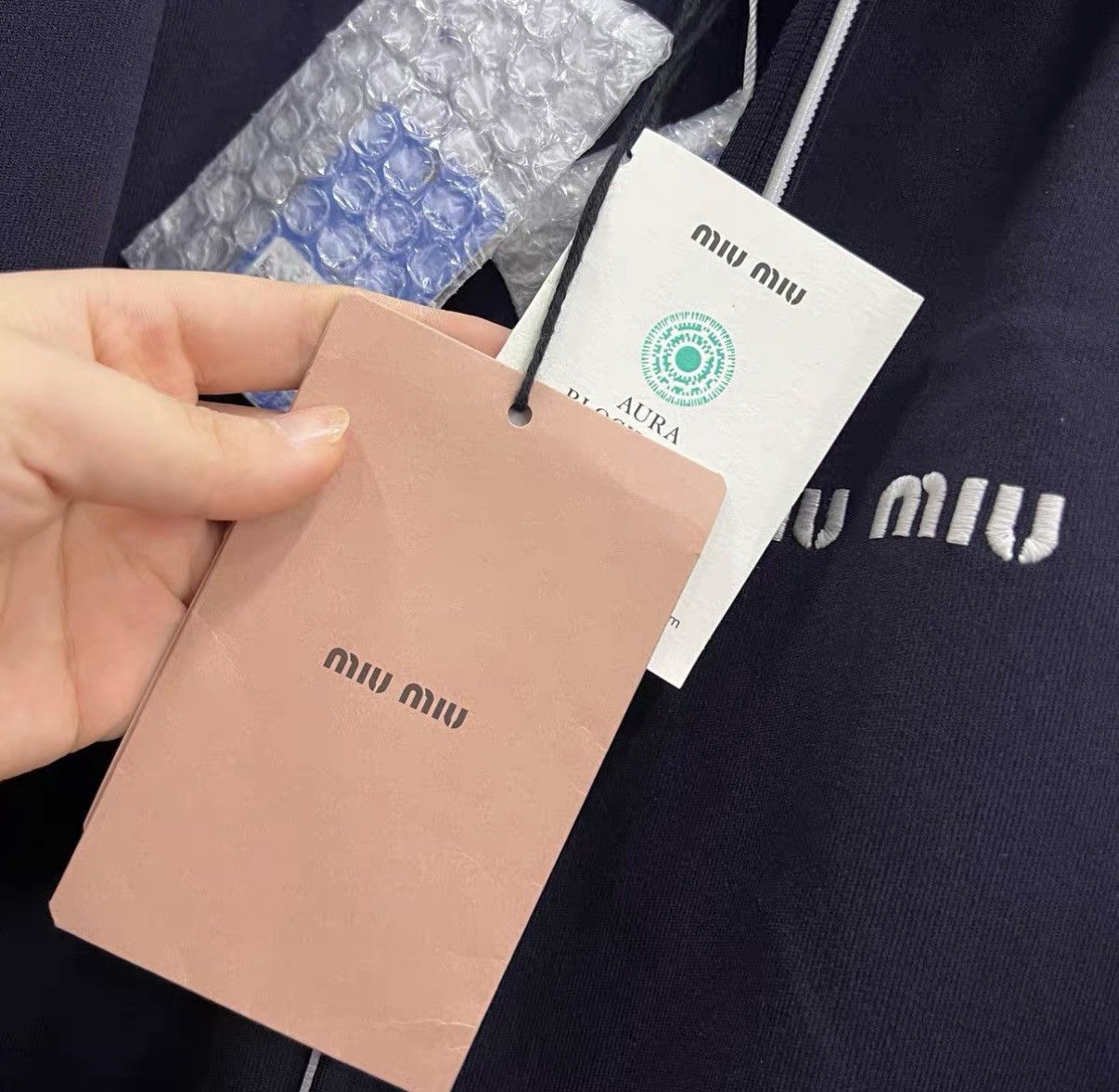 Miu Miu Miu Miu Navy Letter Logo Zip-Up Jacket J41 Size XS / US 0-2 / IT 36-38 - 4 Thumbnail