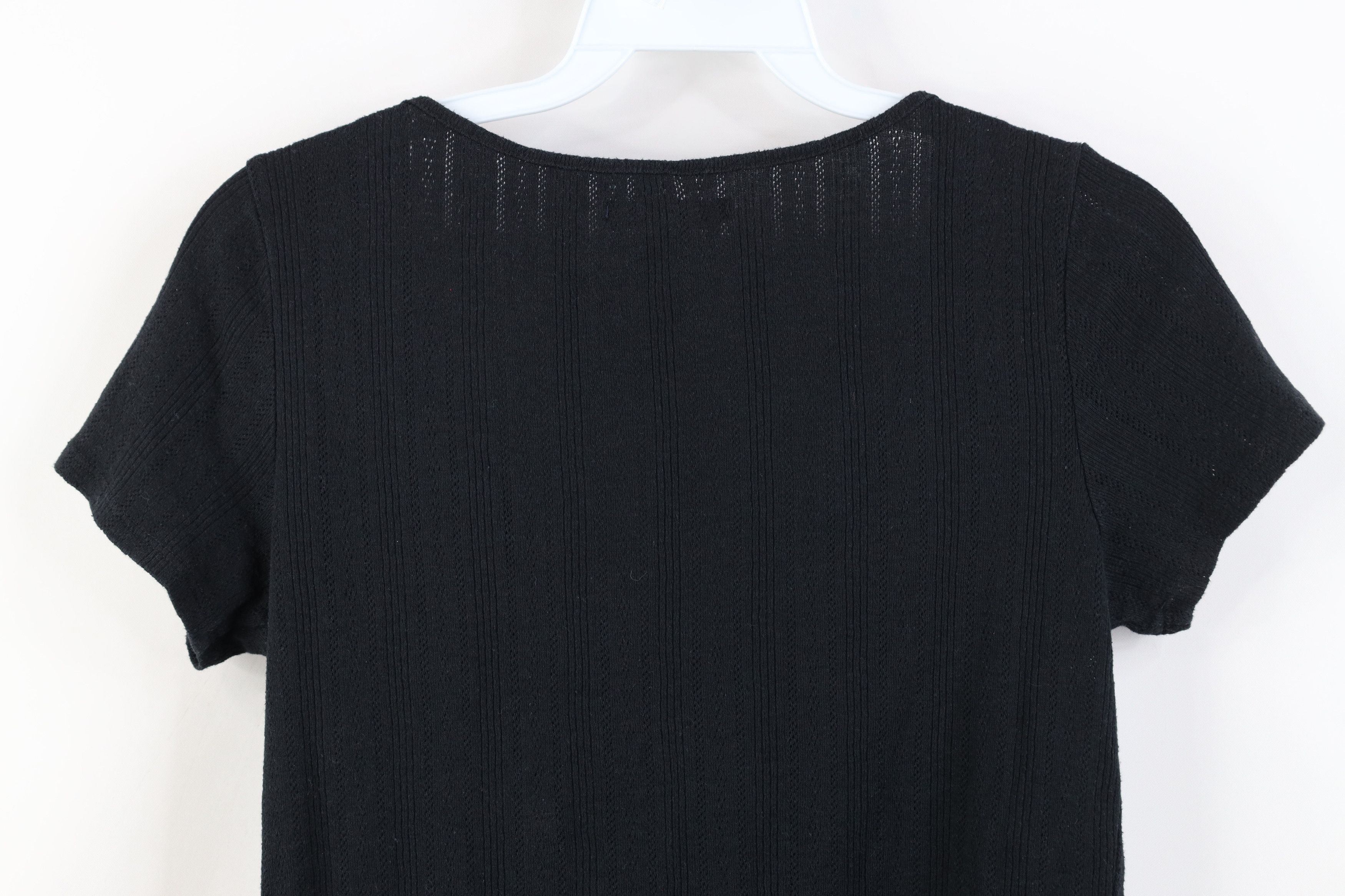 American Eagle Outfitters Vintage 90s Y2K American Eagle Tie Knit Button T-Shirt Black Size S / US 4 / IT 40 - 12 Thumbnail