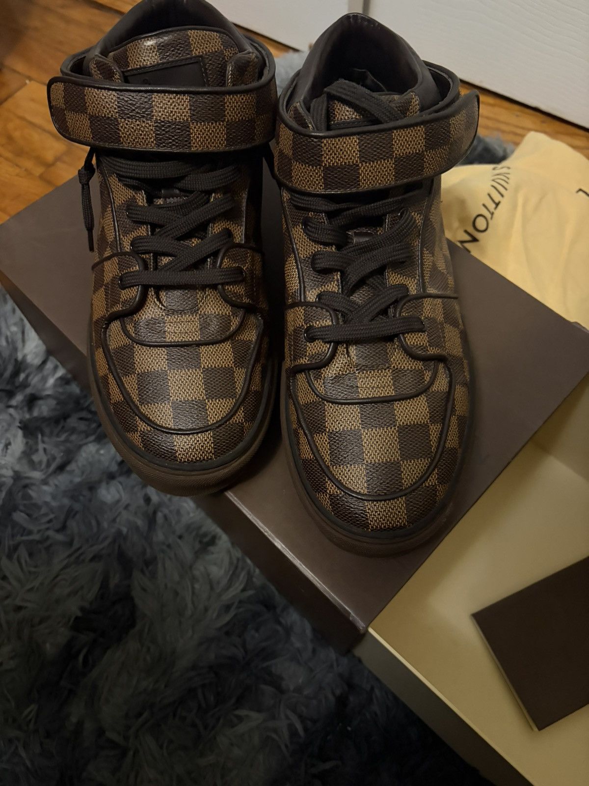 Louis Vuitton Louis Vuitton Acapulco Damier Ebene canvas mid-top sneakers Size US 9.5 / EU 42-43 - 1 Thumbnail