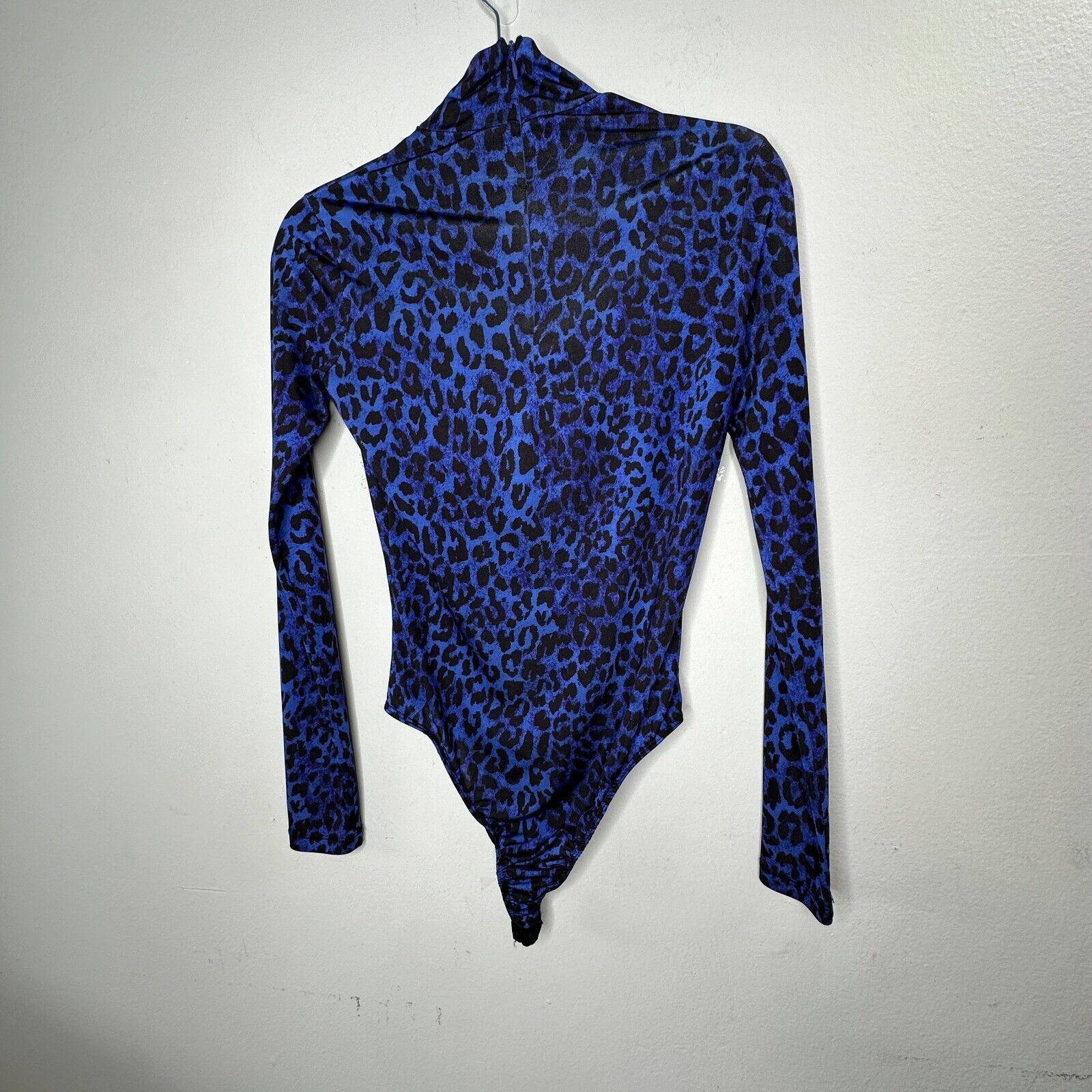 Topshop Topshop x Halpern Blue Cheetah Mock Neck Back Zip Bodysuit 2 Size XS / US 0-2 / IT 36-38 - 7 Thumbnail
