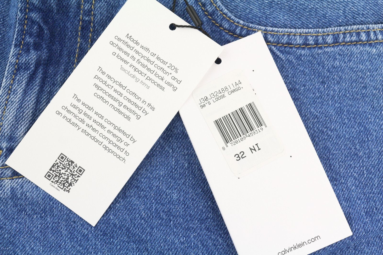 Calvin Klein 90'S LOOSE CARGO W32 Blue Regular Fit Logo Jeans 84964 Size US 32 / EU 48 - 8 Thumbnail