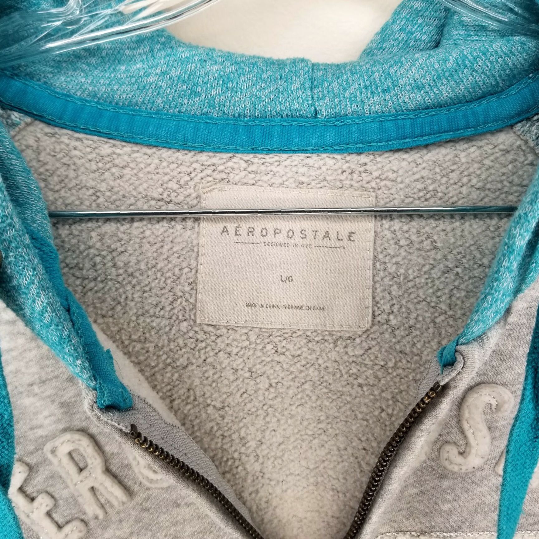 Vintage AEROPOSTALE Hoodie Women Full Zip Size L Gray Blue, Athletic, Casual, Adults Womens Size L / US 10 / IT 46 - 3 Thumbnail