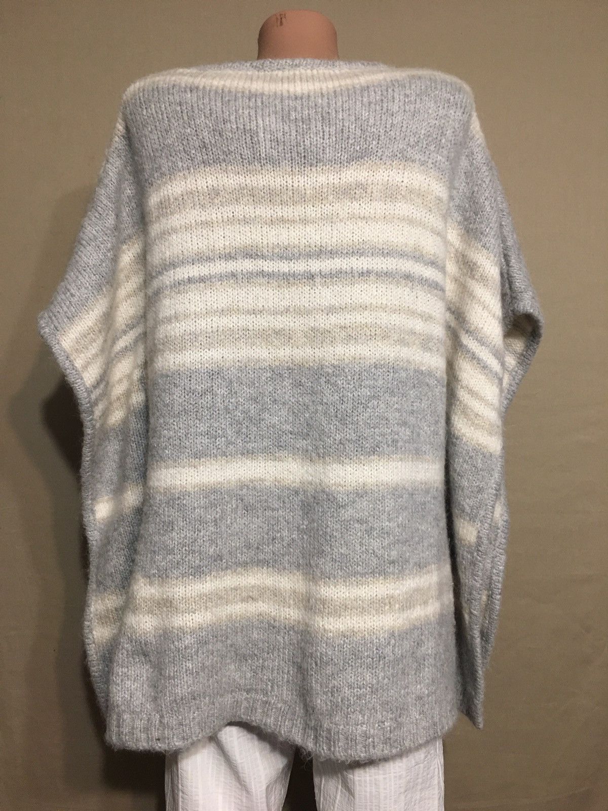 Other HEMISPHERE Grey Stripped Wool Angora Poncho Sweater Size S Size S / US 4 / IT 40 - 5 Thumbnail