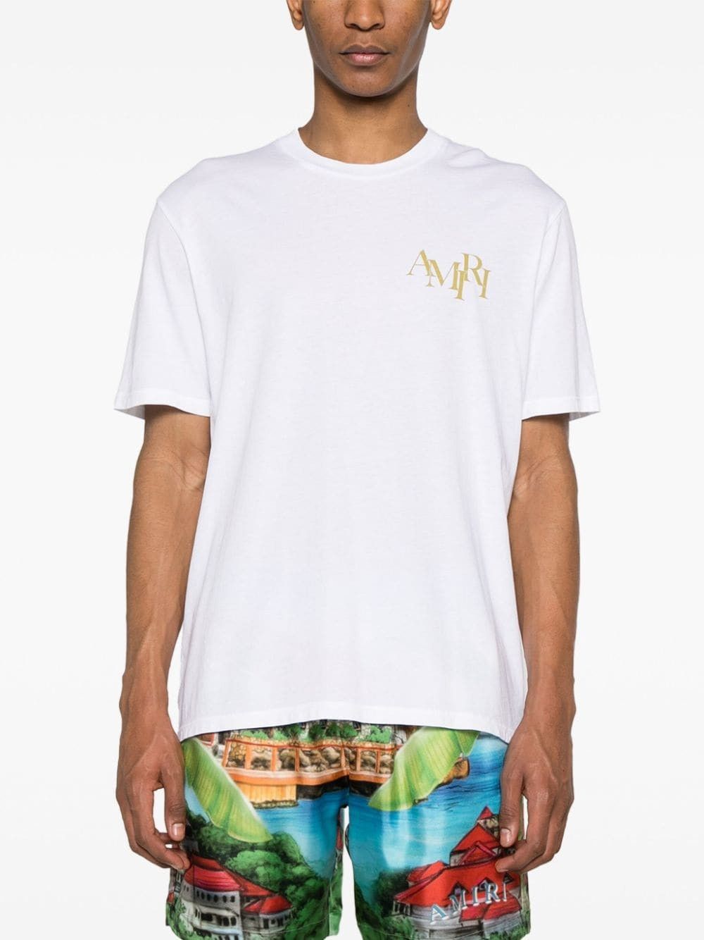 Amiri oc11z0225 Champagne Short Sleeve T-Shirt in White Size US M / EU 48-50 / 2 - 4 Thumbnail