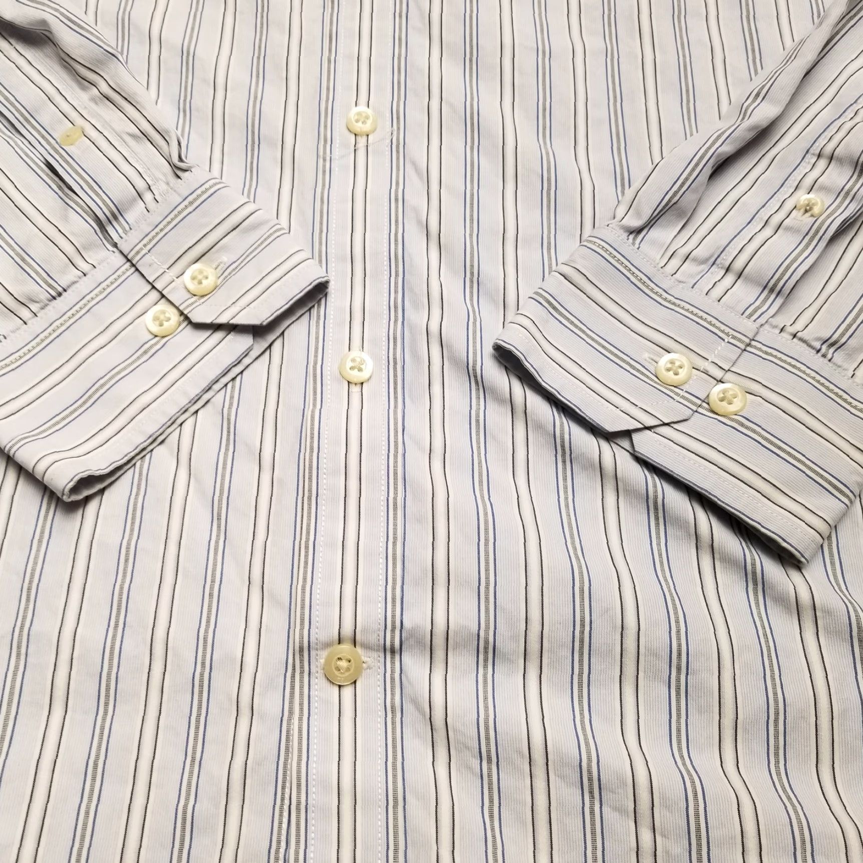 Banana Republic Banana Republic Shirt Mens XXL 17.5 Blue Striped 100% Cotton Long Sleeve Button-Up Casual, Business Mens Shirt Size US XL / EU 56 / 4 - 4 Thumbnail