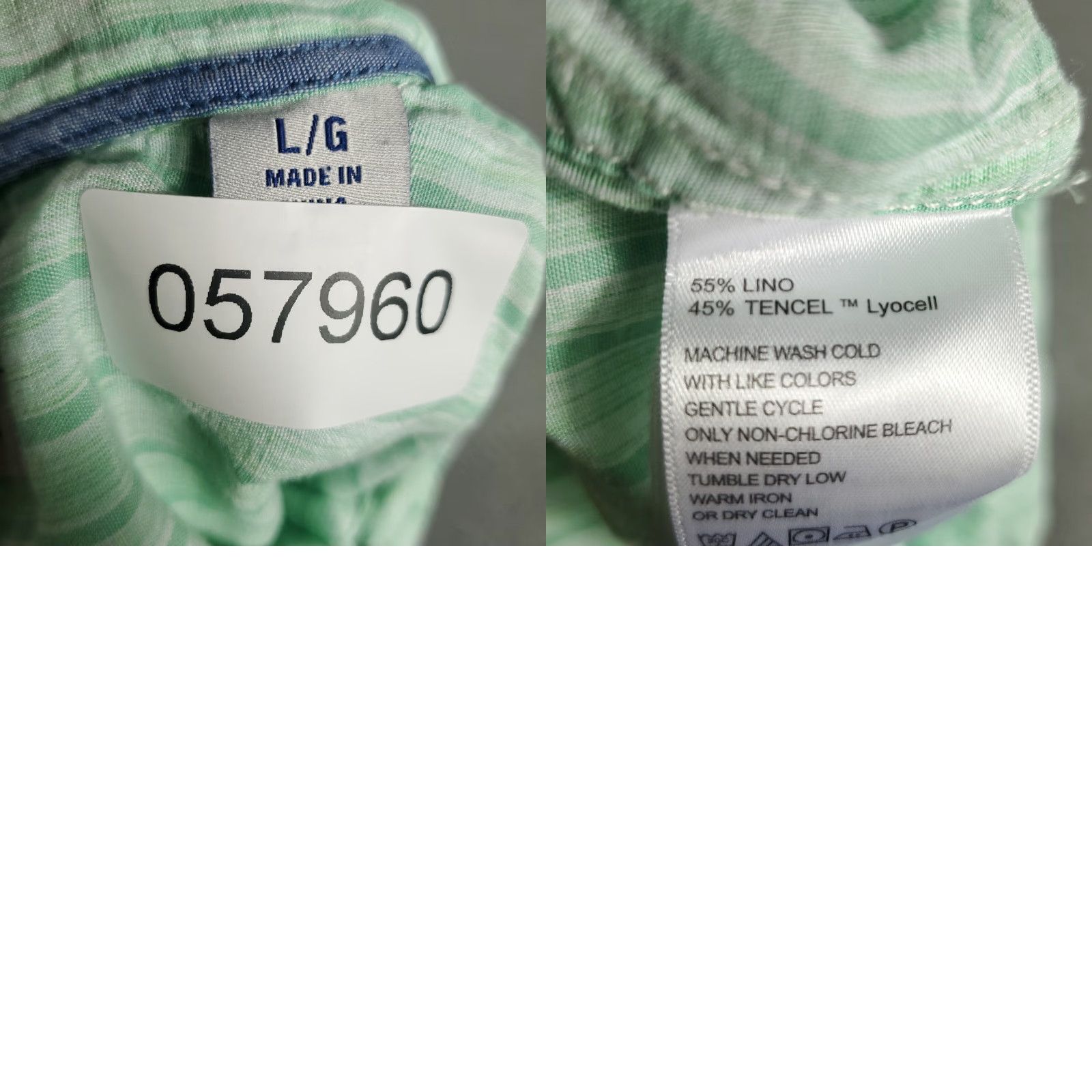 Tommy Bahama Tommy Bahama Button-Up Shirt Mens Large Green Striped Cotton Short Sleeve Tropical Size US L / EU 52-54 / 3 - 8 Thumbnail