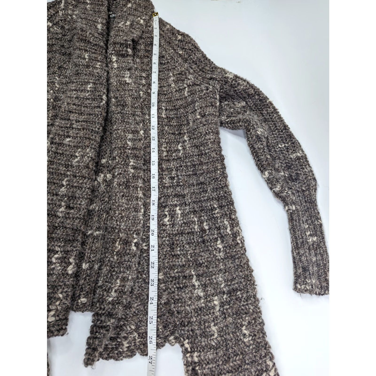 Express VINTAGE Express Open Front Brown Chunky Cardigan Sweater Womens XS Wool Acrylic Blend Size XS / US 0-2 / IT 36-38 - 5 Thumbnail