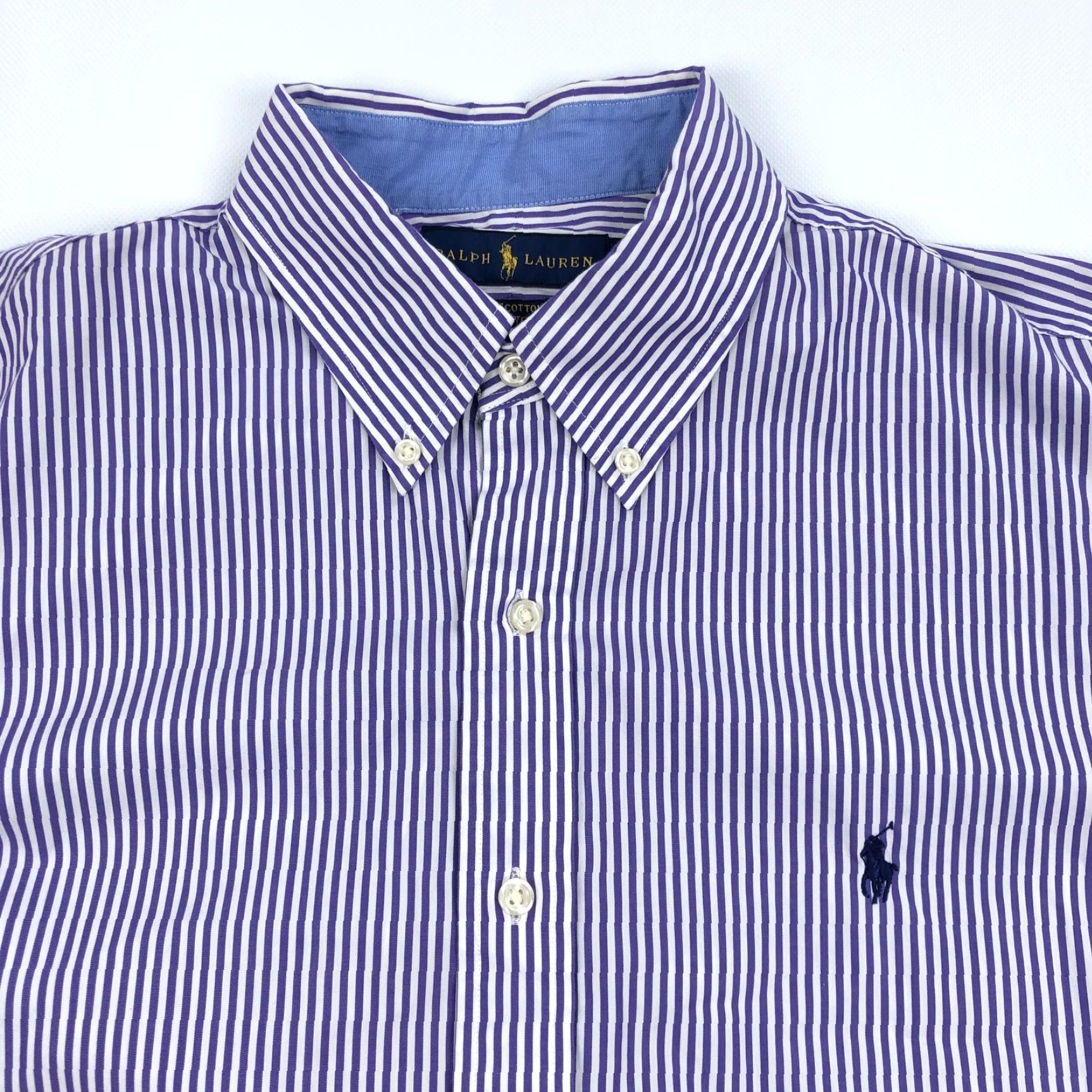 Ralph Lauren Ralph Lauren Shirt Button-Down Stripe Long Sleeve Purple White 100 Cotton L Womens? Mens? (adapt) Size US L / EU 52-54 / 3 - 2 Thumbnail
