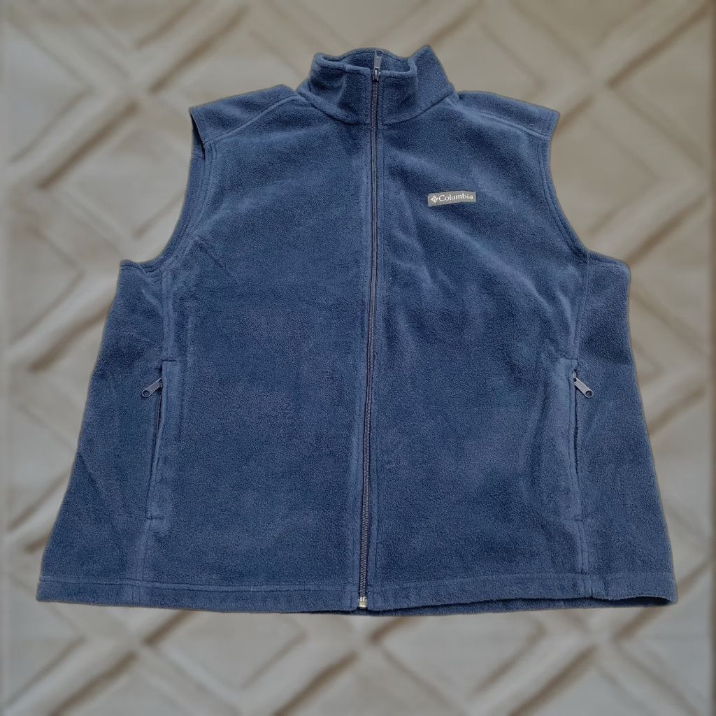 Vintage Columbia Steens Mountain Fleece Vest Mens XL Blue Black Full Zip Outdoor Hiking Vest Jacket Size US XL / EU 56 / 4 - 1 Thumbnail
