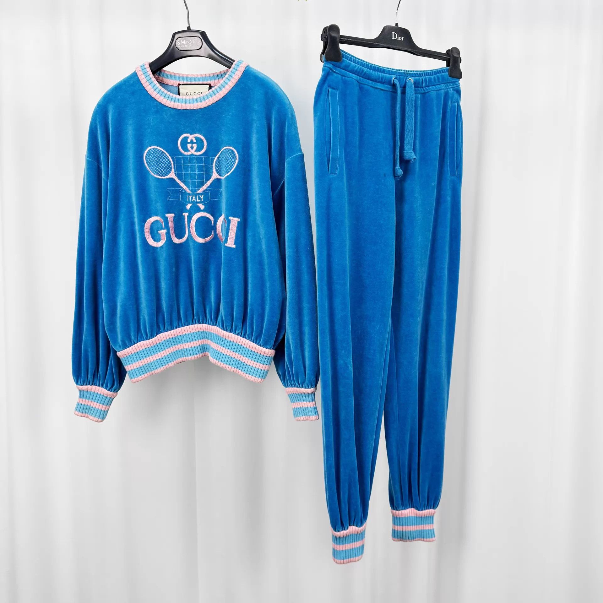 Gucci Gucci Blue Velvet Racket Embroidered Set Women's XXS 98 New Size XXS / US 00 / IT 34 - 1 Thumbnail