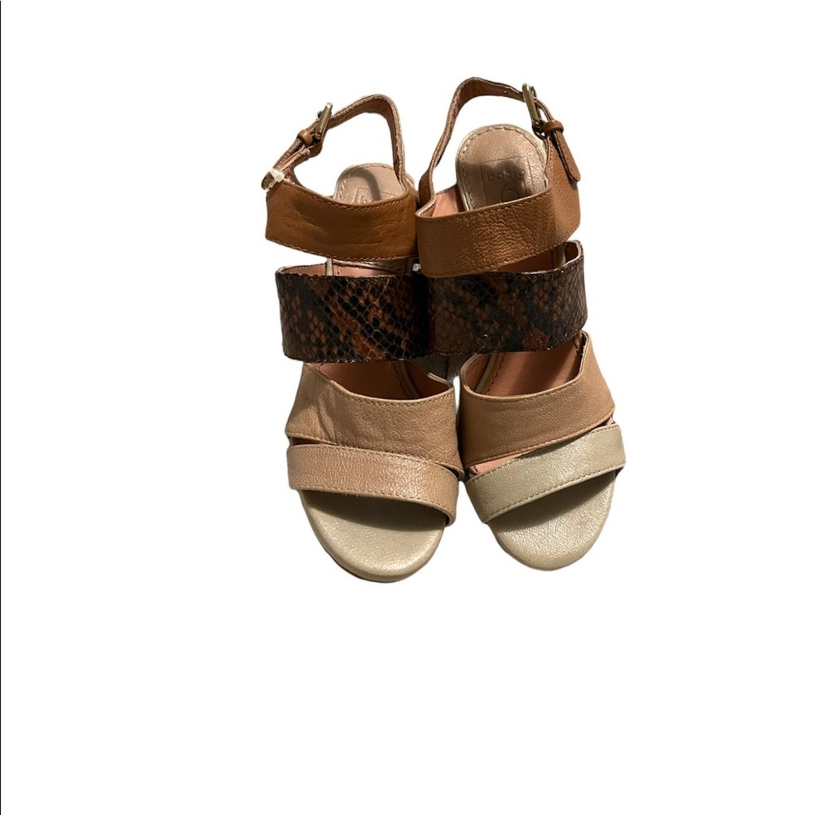 Bacco Bucci Bacio 61 "Bozzolo" Brown & Beige Snake Print Leather Heels Size US 6 / IT 36 - 3 Thumbnail