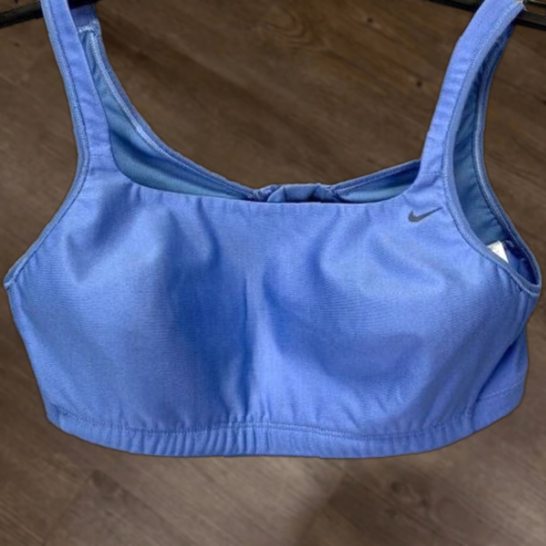 Nike Nike Sports Bra Womens 34B Blue Dri-Fit Gym Yoga Workout Racerback Hook & Eye Swoosh Dri-FIT Nike Size ONE SIZE - 1 Thumbnail