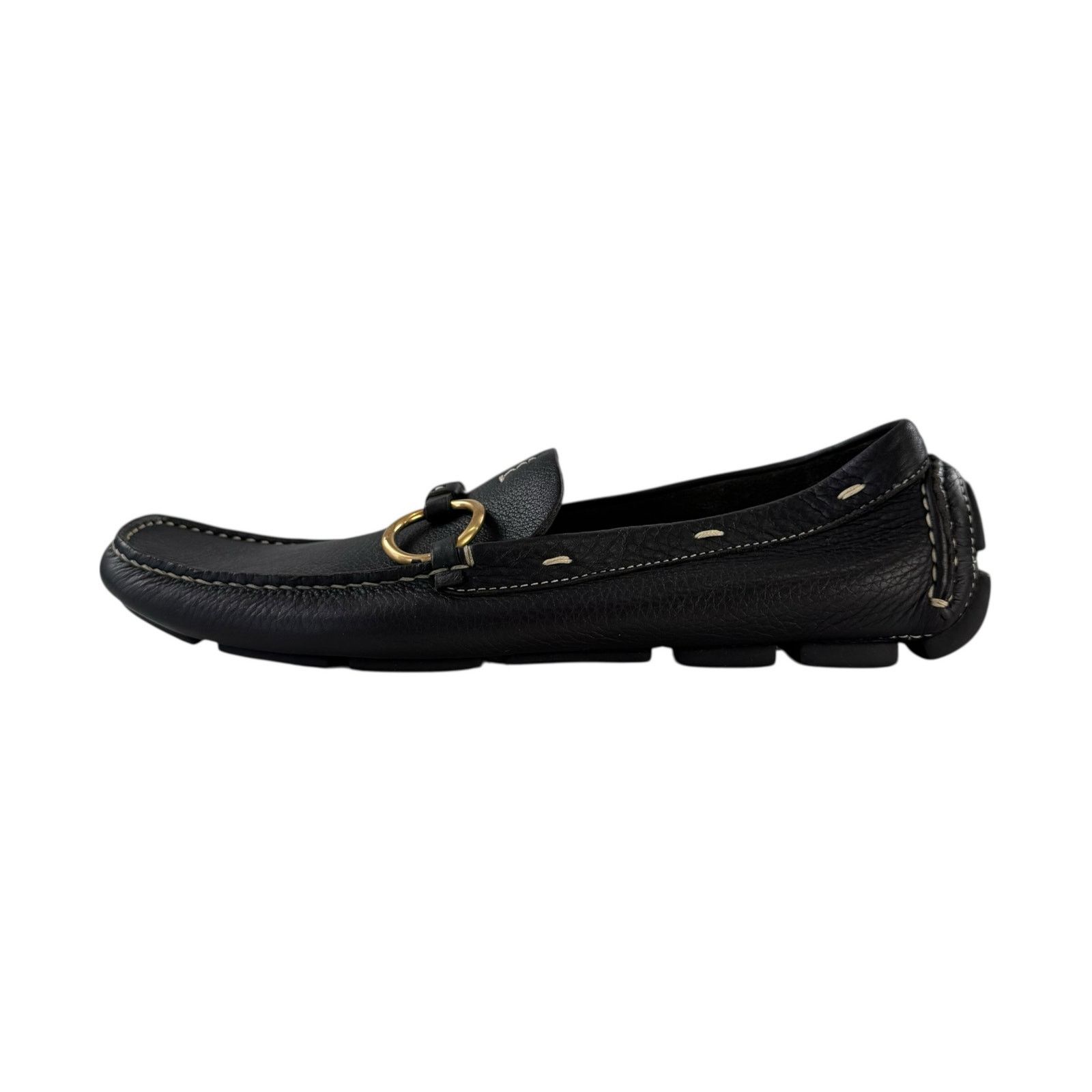 Prada Prada Brown Pebbled Leather Loafers Size US 8 / IT 38 - 4 Thumbnail