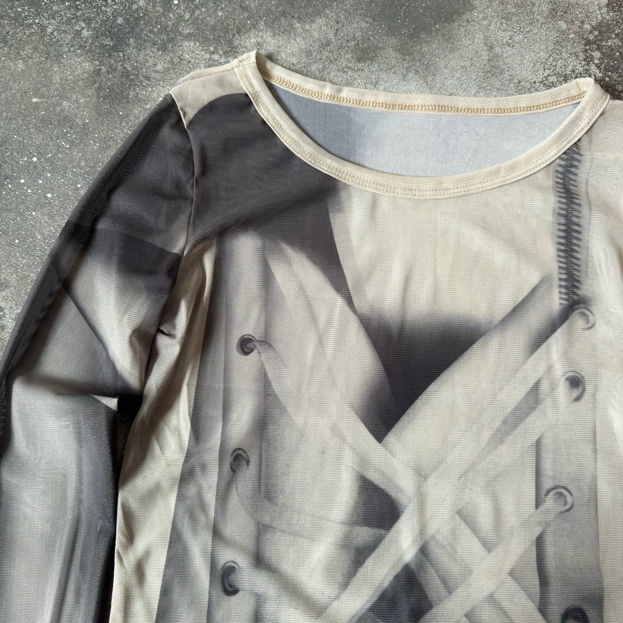 20471120 Y2K Japanese Mesh Long Sleeve Top (like Jean Paul Gaultier) Size S / US 4 / IT 40 - 3 Thumbnail