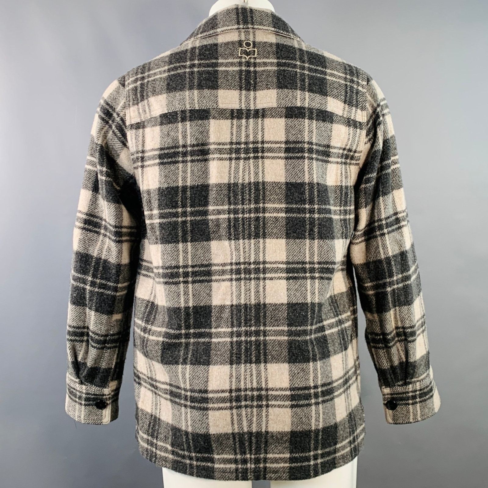 Isabel Marant Gervon Grey Beige Wool Oversized Long Sleeve Shirt Jacket Size US XS / EU 42 / 0 - 4 Thumbnail