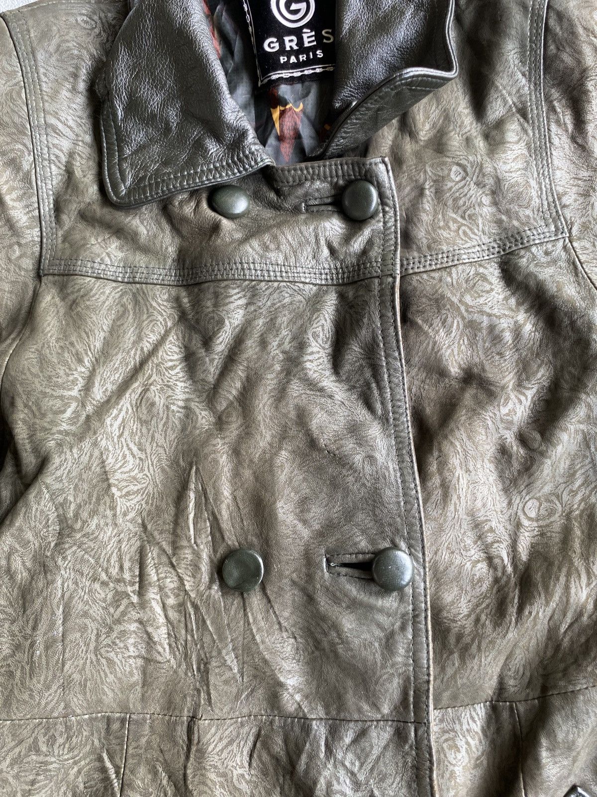 Designer × Vintage Vintage GRES Paris Leather Coat Size M / US 6-8 / IT 42-44 - 5 Thumbnail
