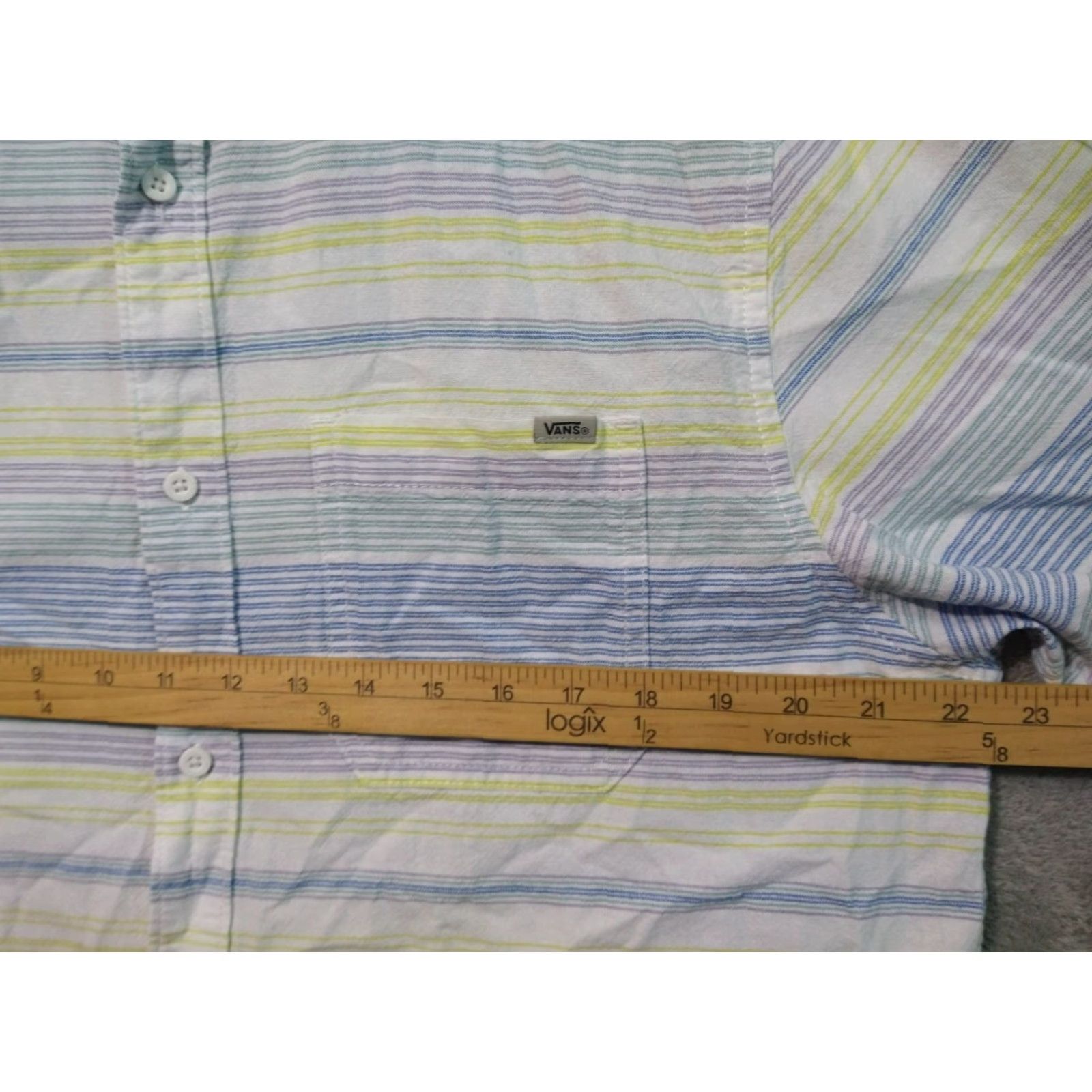 Vans VANS Shirt Mens Large Striped Button-Down Short Sleeve Cotton Multi 44 in Chest Vintage No 90s Mens Size US L / EU 52-54 / 3 - 4 Thumbnail