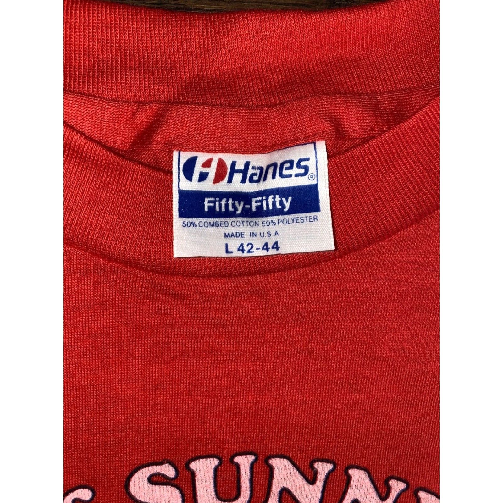 Hanes VINTAGE 1980s Hanes T-Shirt Men Large Short Sleeve Red 10k Meters Bayland Run Sunnyvale USA Size US L / EU 52-54 / 3 - 4 Thumbnail