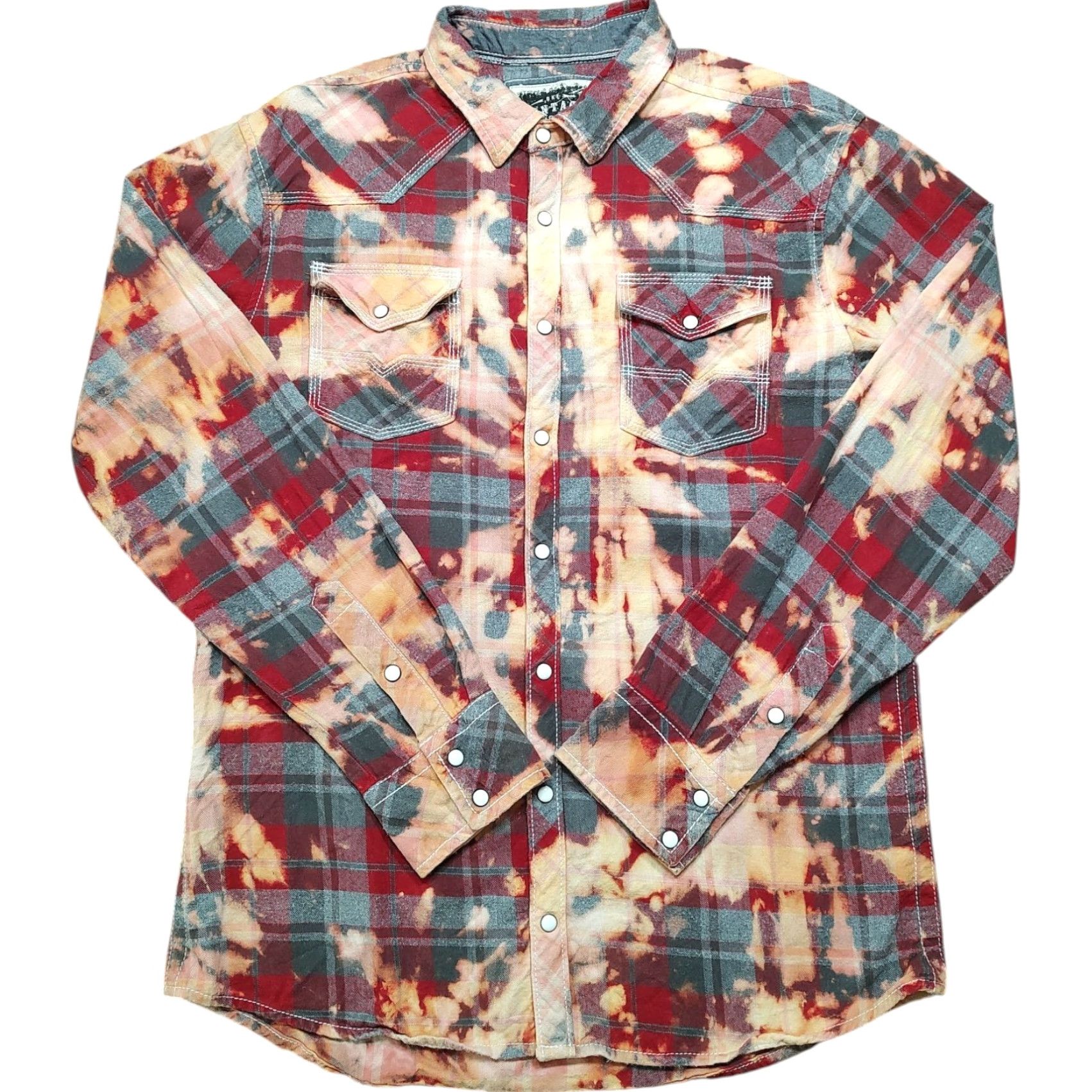 Vintage BKE Shirt Mens Large Red Pearl Snap Long Sleeve Standard Fit Flannel Vtie Dye Shirt Size US L / EU 52-54 / 3 - 2 Thumbnail